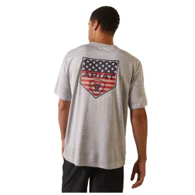 10043765 Men's Ariat Charger Shield Short Sleeve Tee - Echo Grey