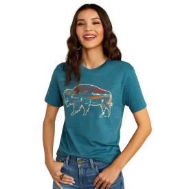 10052540 Ariat Women's Ariat Bison Ranch Short Sleeve T-Shirt - Deep Sea Heather