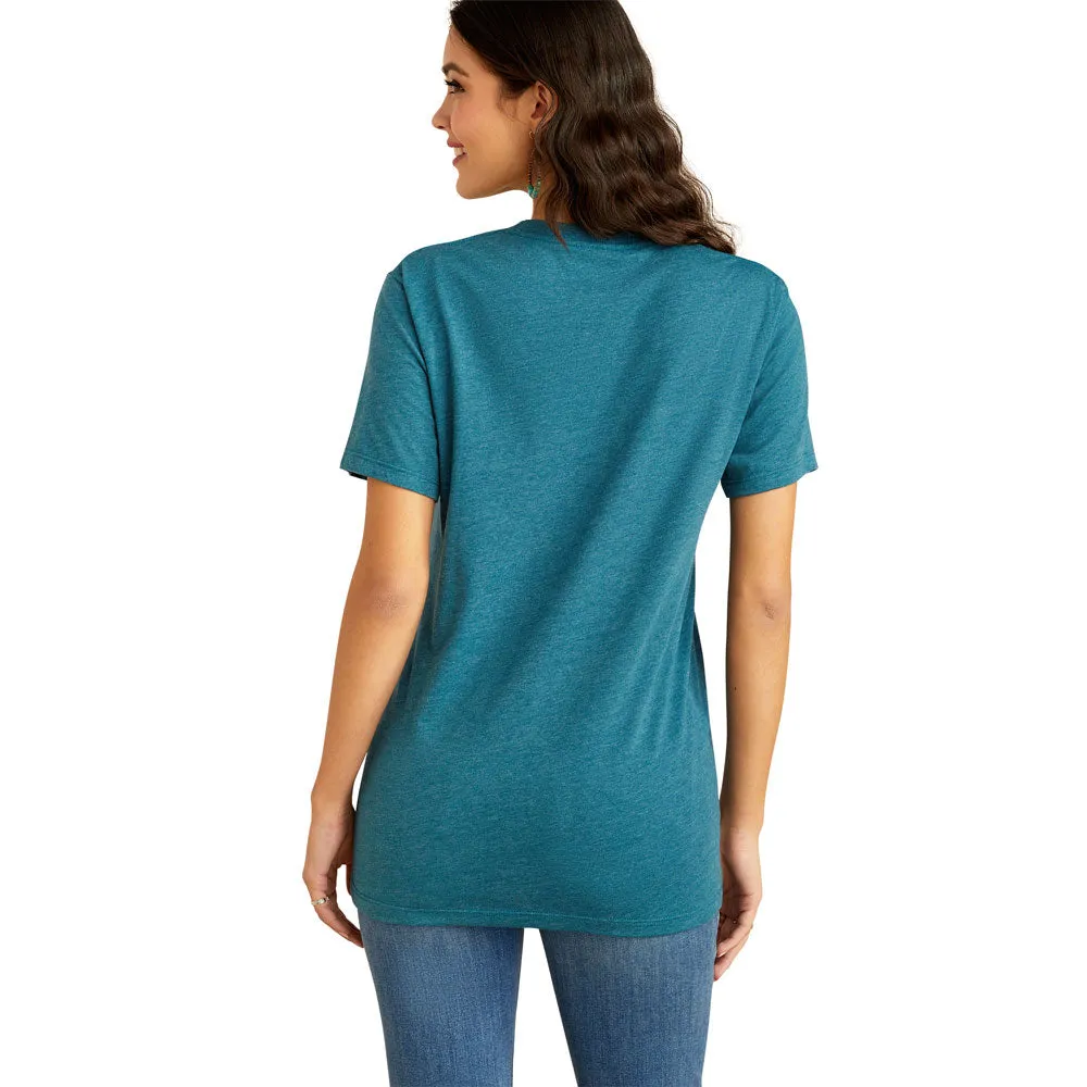 10052540 Ariat Women's Ariat Bison Ranch Short Sleeve T-Shirt - Deep Sea Heather