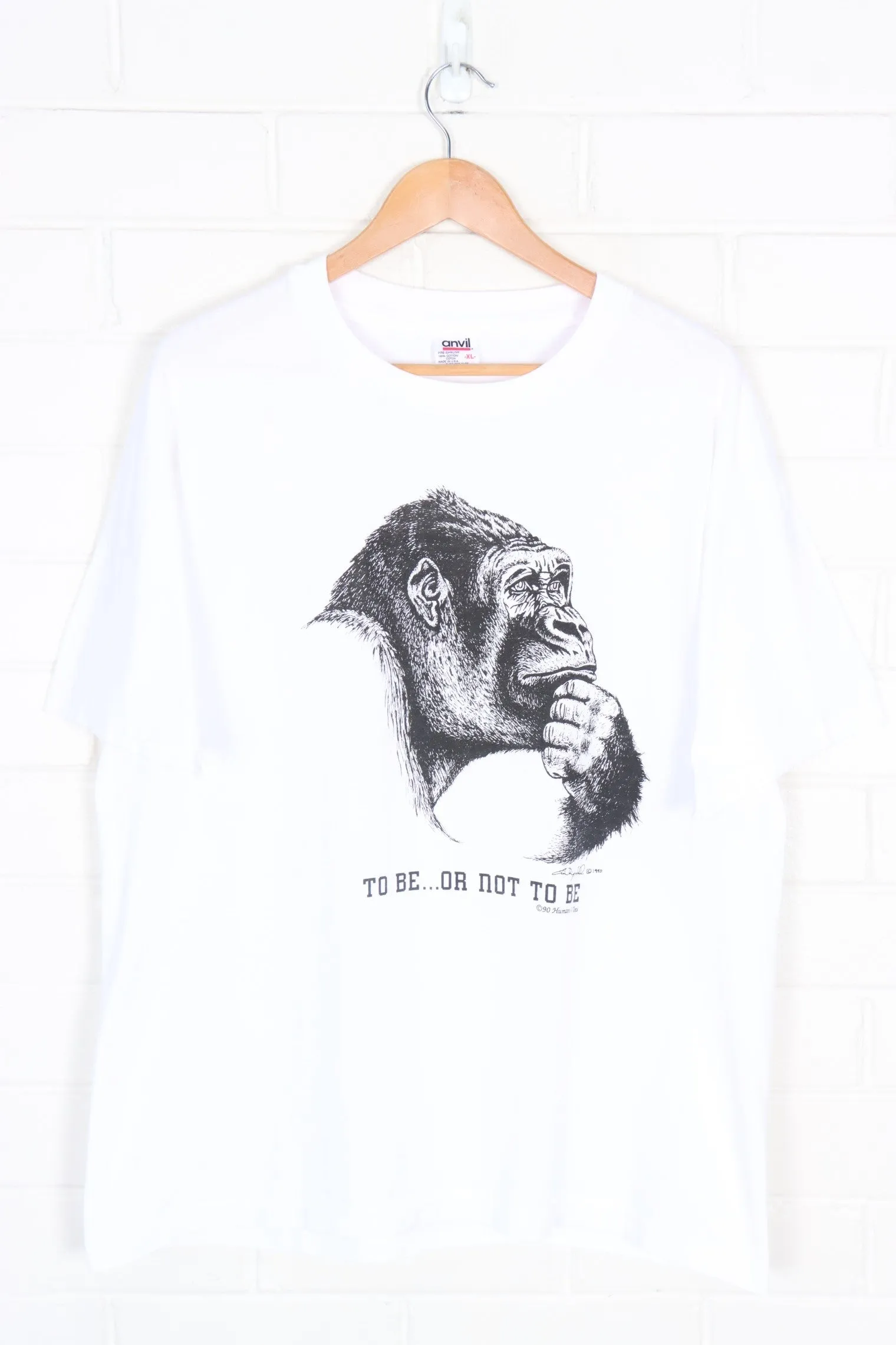 1990 VINTAGE Human-i-Tees Gorilla 'To Be.. Or Not To Be' Tee (XL)