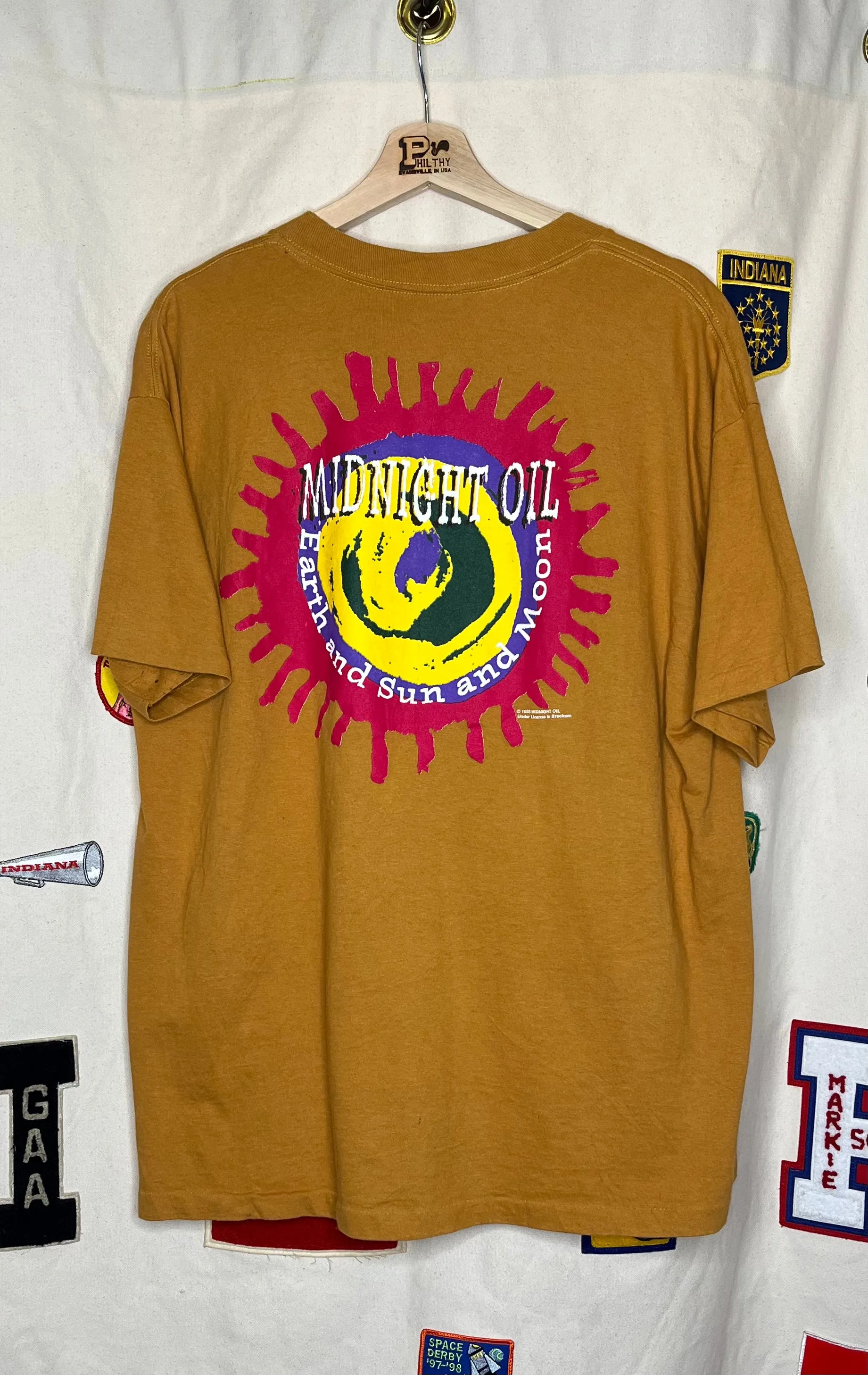 1993 Midnight Oil Earth Sun and Moon All Over Print T-Shirt: XL