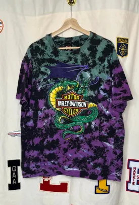 1995 Harley-Davidson Dragon Myrtle Beach Tie-Dye T-Shirt: XL