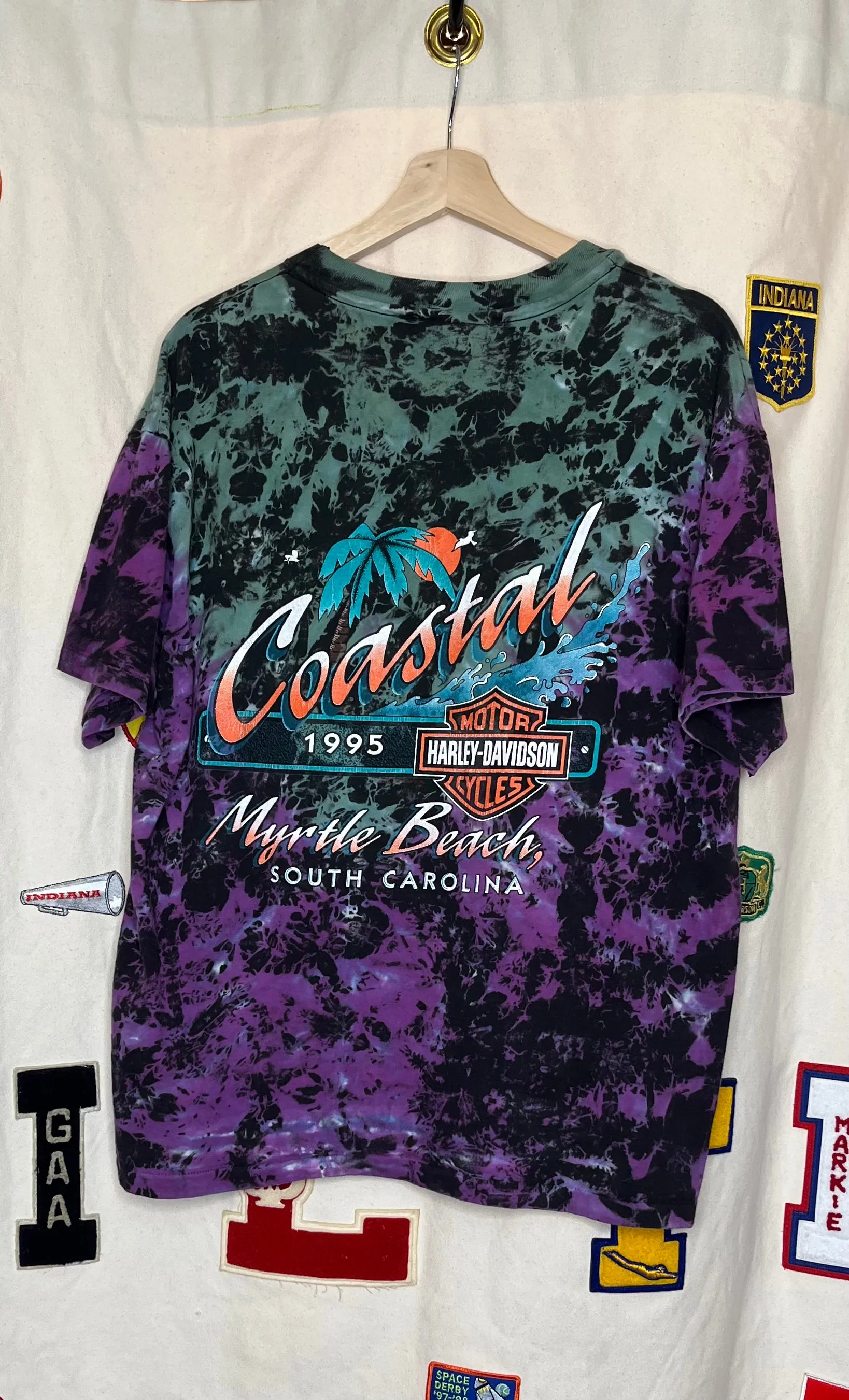 1995 Harley-Davidson Dragon Myrtle Beach Tie-Dye T-Shirt: XL