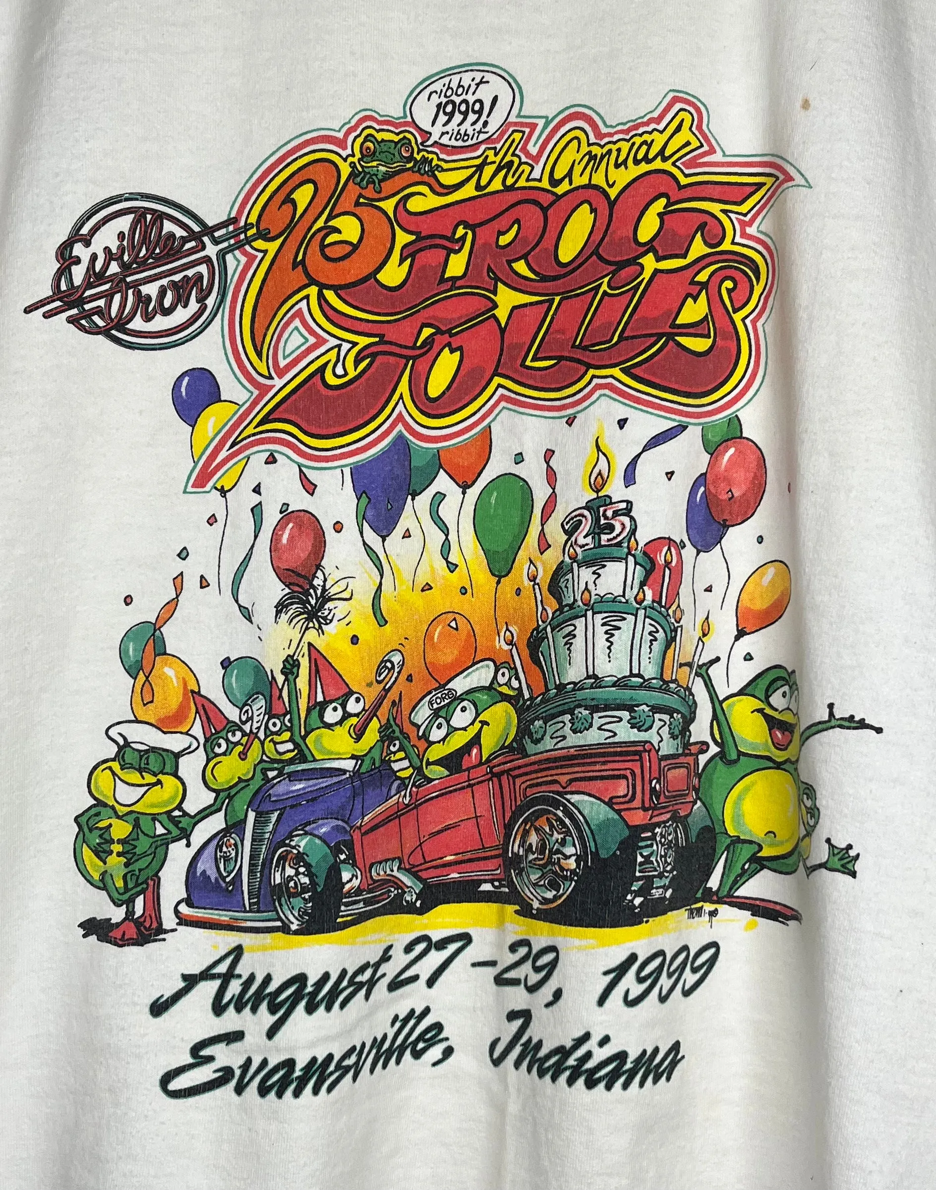 1999 Frog Follies Eville Iron White T-Shirt: L