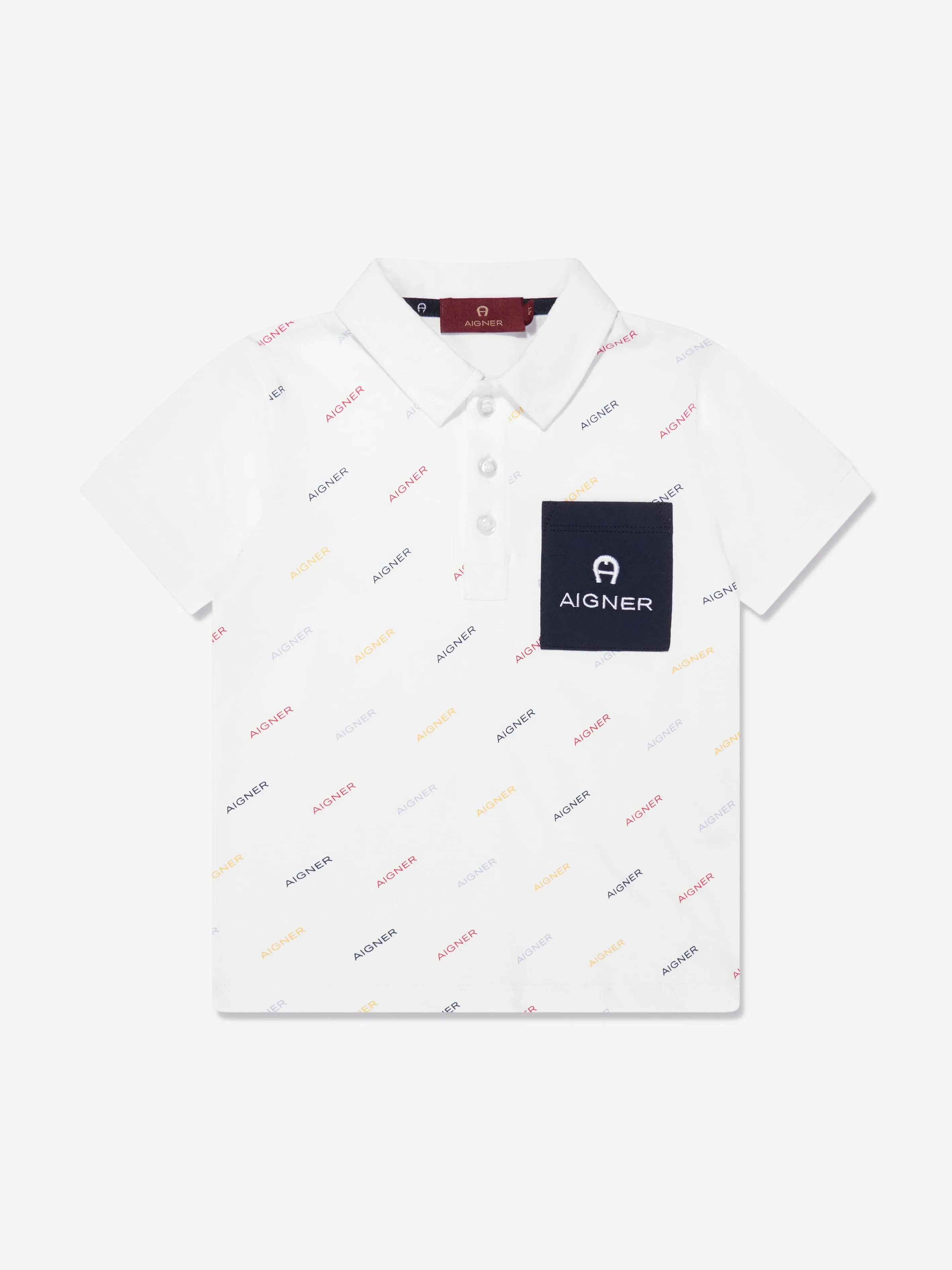 Aigner Boys Logo Polo Shirt in White