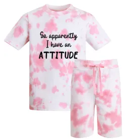 Apparently I Have Attitude Pink Tie-Dye Tee & Short Set