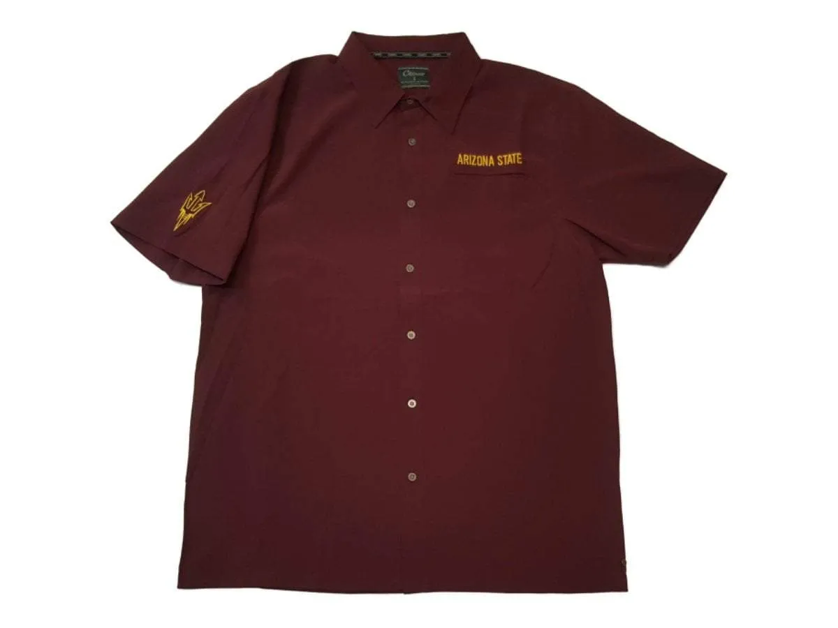 Arizona State Sun Devils Chiliwear Maroon Button Up Lightweight SS T-Shirt (L)