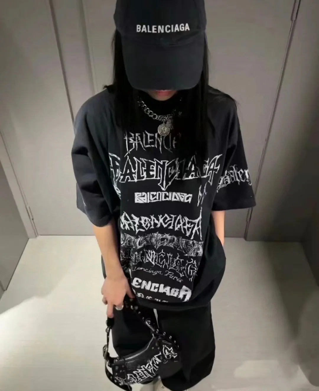 Balenciaga Multi-Logo Black T-Shirt