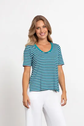 Bamboo Scoop Neck T | Blue Multi