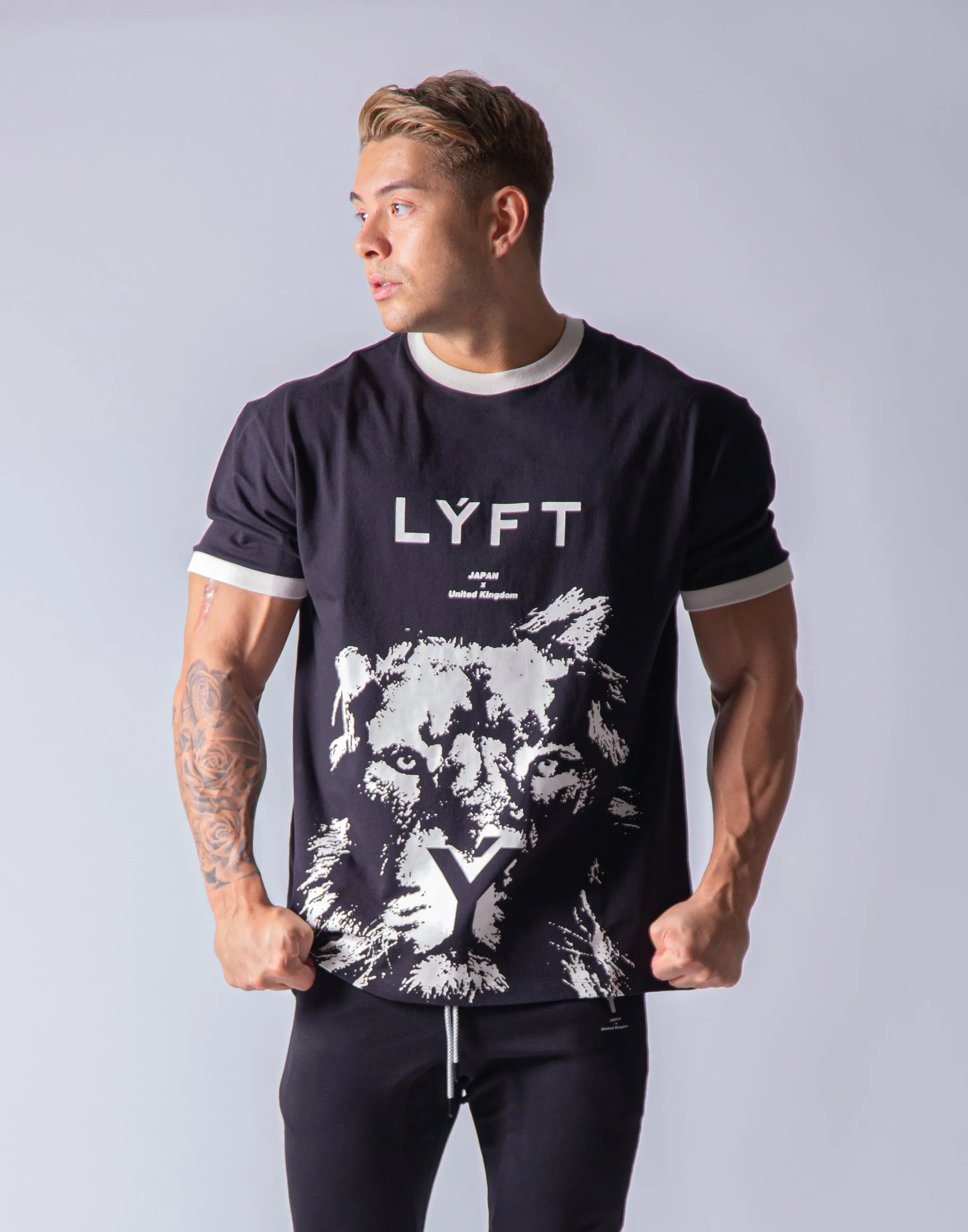 Big Size Lion T-Shirt - Black