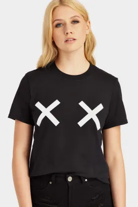 Black Cross Print T-Shirt