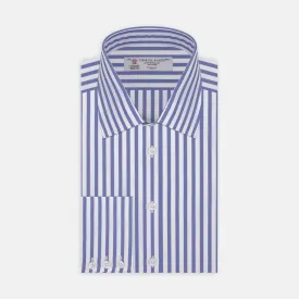 Blue and White Candy Stripe Shirt with T&A Collar and 3-Button Cuffs