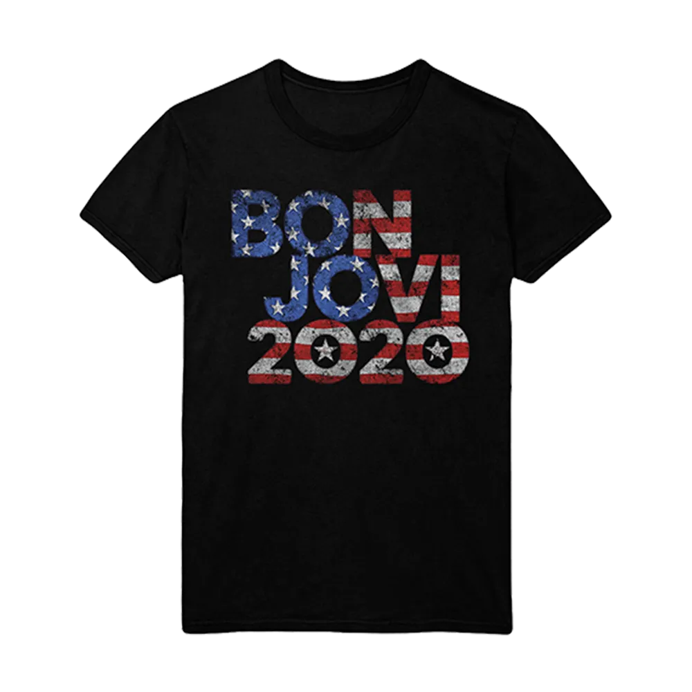 Bon Jovi 2020 Stars & Stripes Black T-Shirt