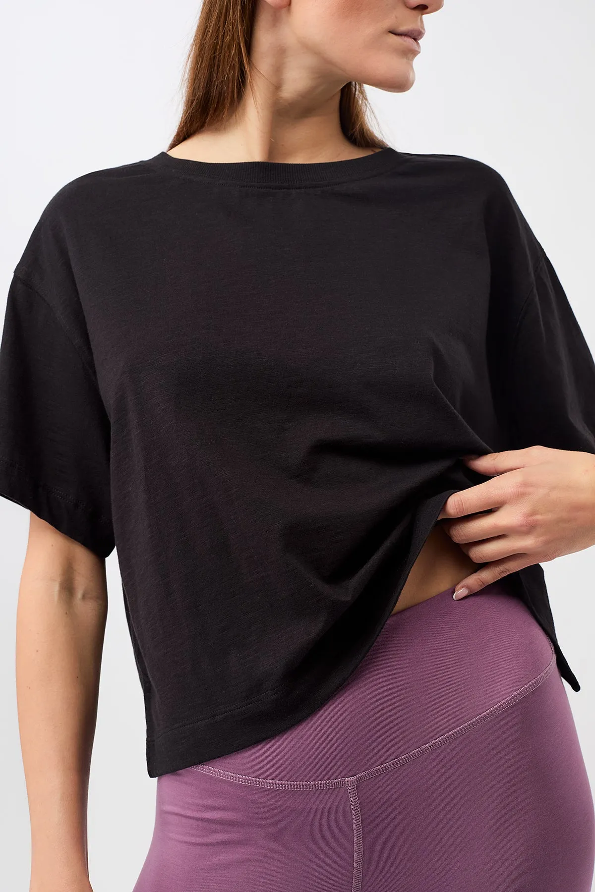 Boxy Tee (Black), GOTS