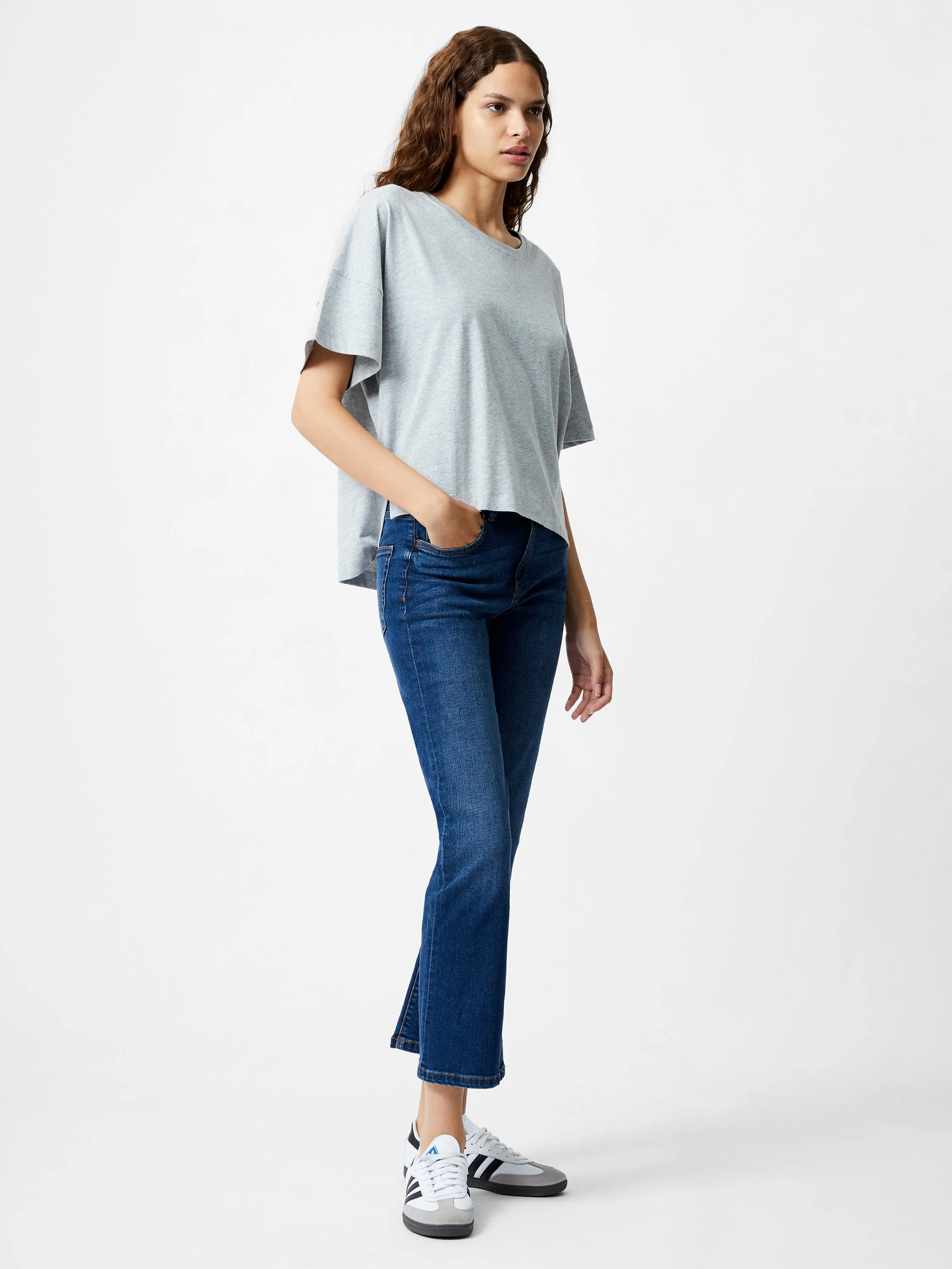 Brushed Stepped Hem T-Shirt