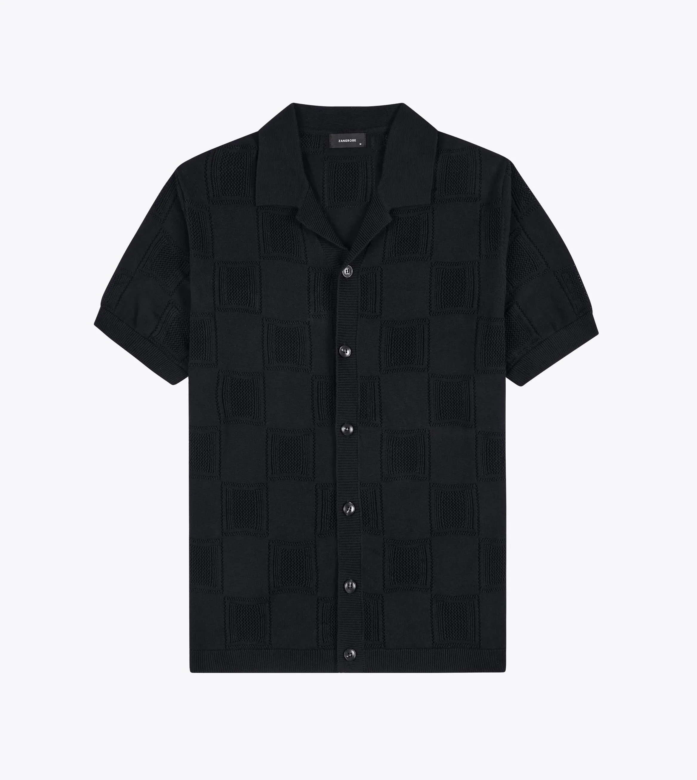 Check Knitted Shirt Black