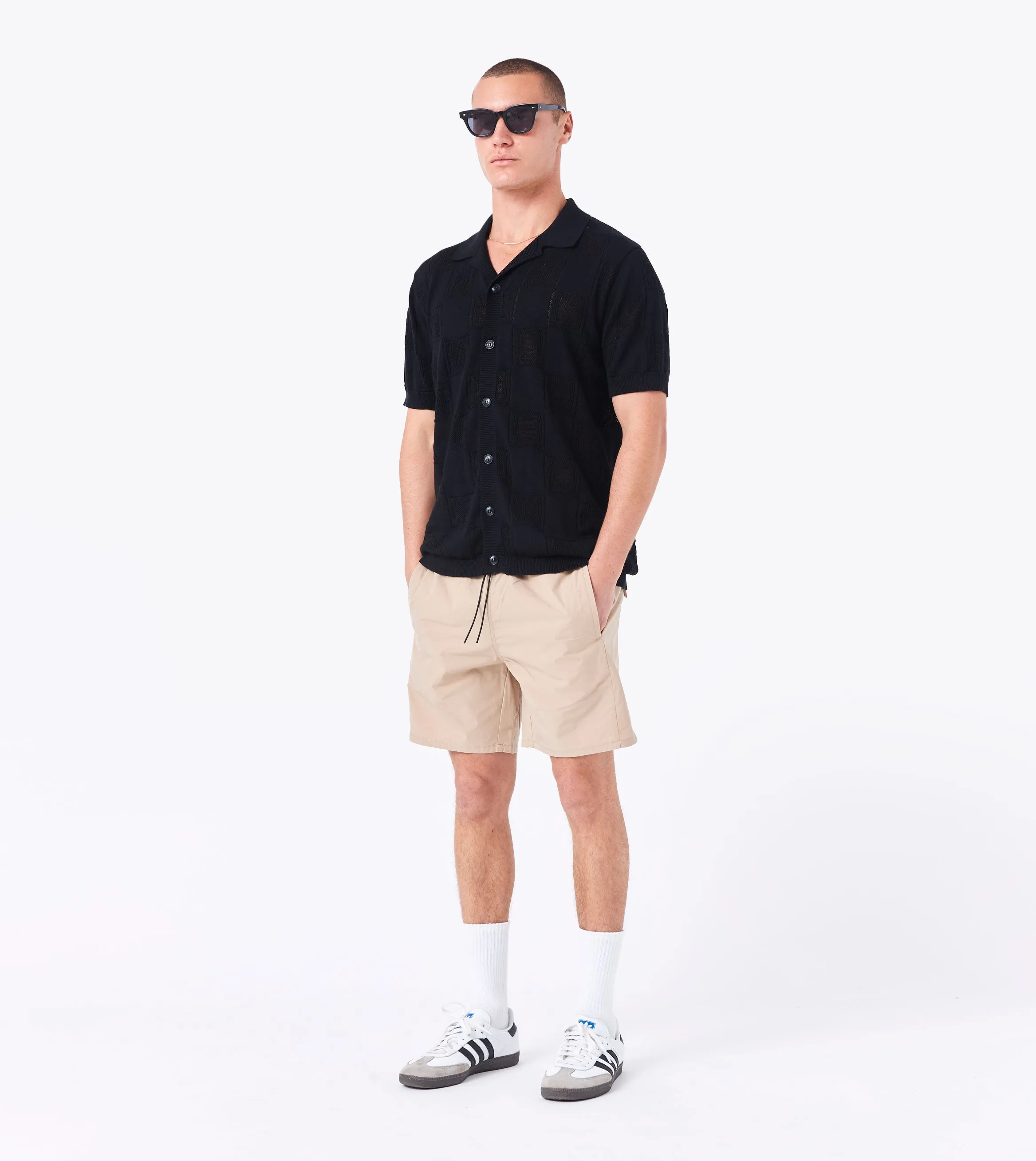 Check Knitted Shirt Black