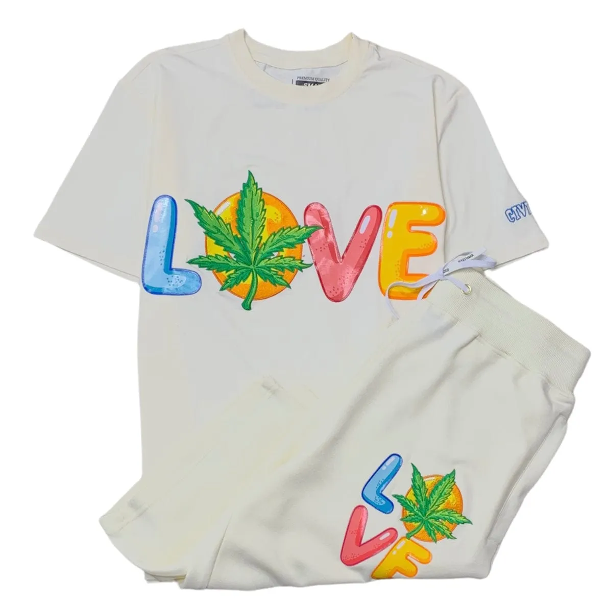 Civilized Love T Shirt & Short Set (Natural) CV1406-1407