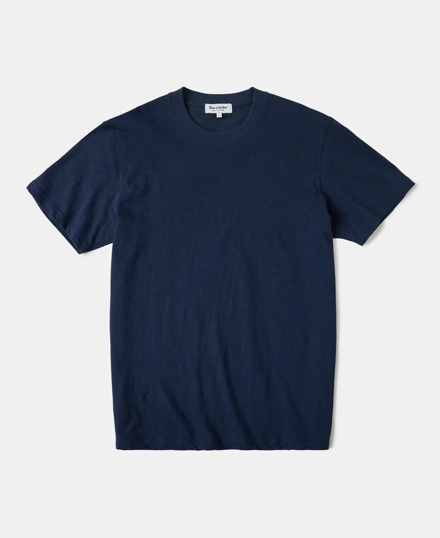 Classic Fit Loopwheel Slub Cotton T-Shirt - Navy