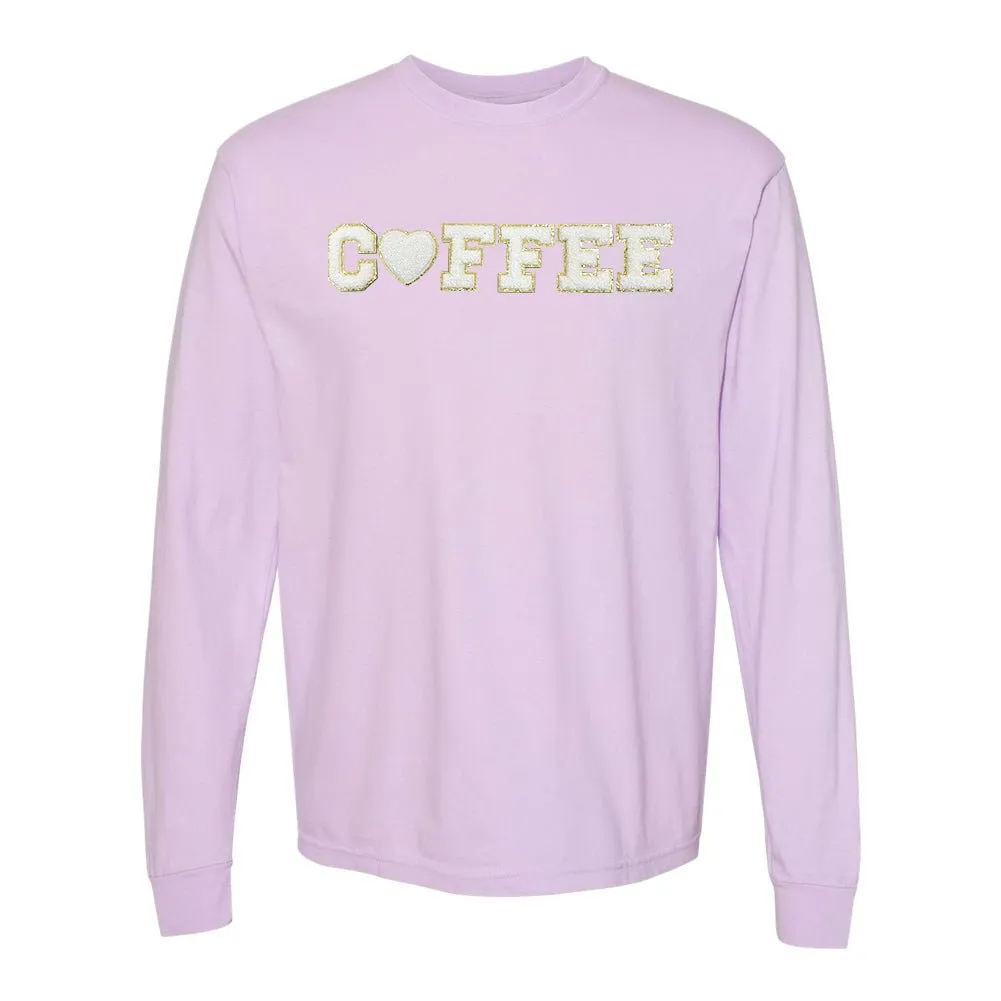 Coffee Heart Letter Patch Long Sleeve T-Shirt