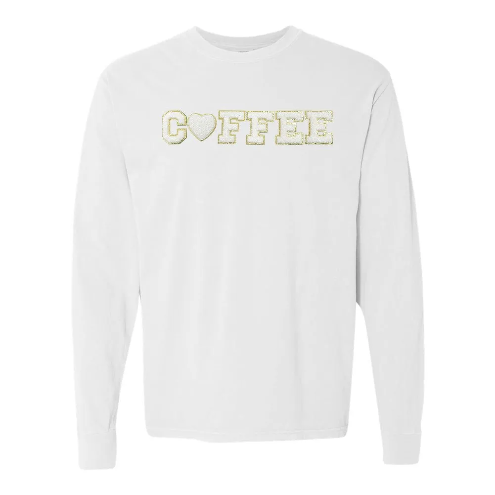 Coffee Heart Letter Patch Long Sleeve T-Shirt