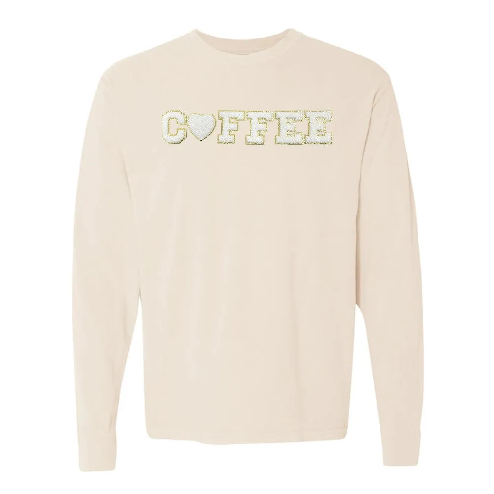 Coffee Heart Letter Patch Long Sleeve T-Shirt