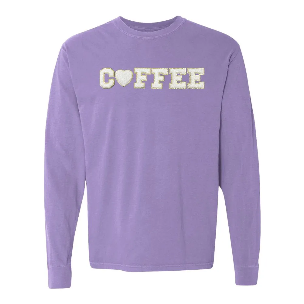 Coffee Heart Letter Patch Long Sleeve T-Shirt