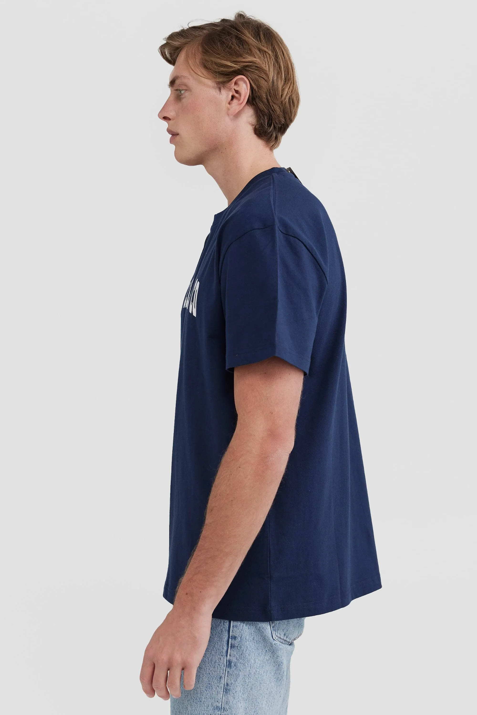 College Logo T Shirt Navy and White