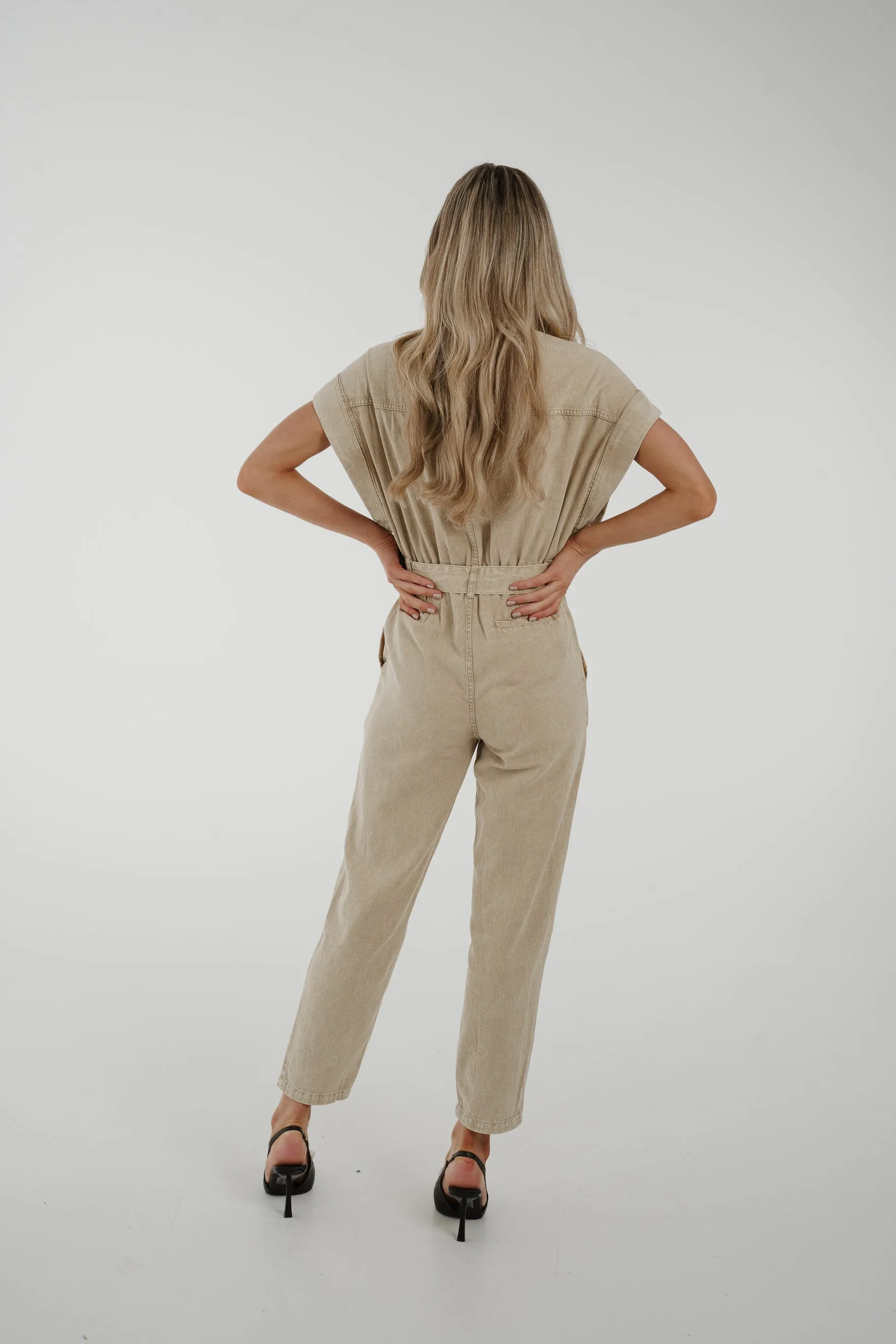 Cora Short Sleeve Jumpsuit In Neutral