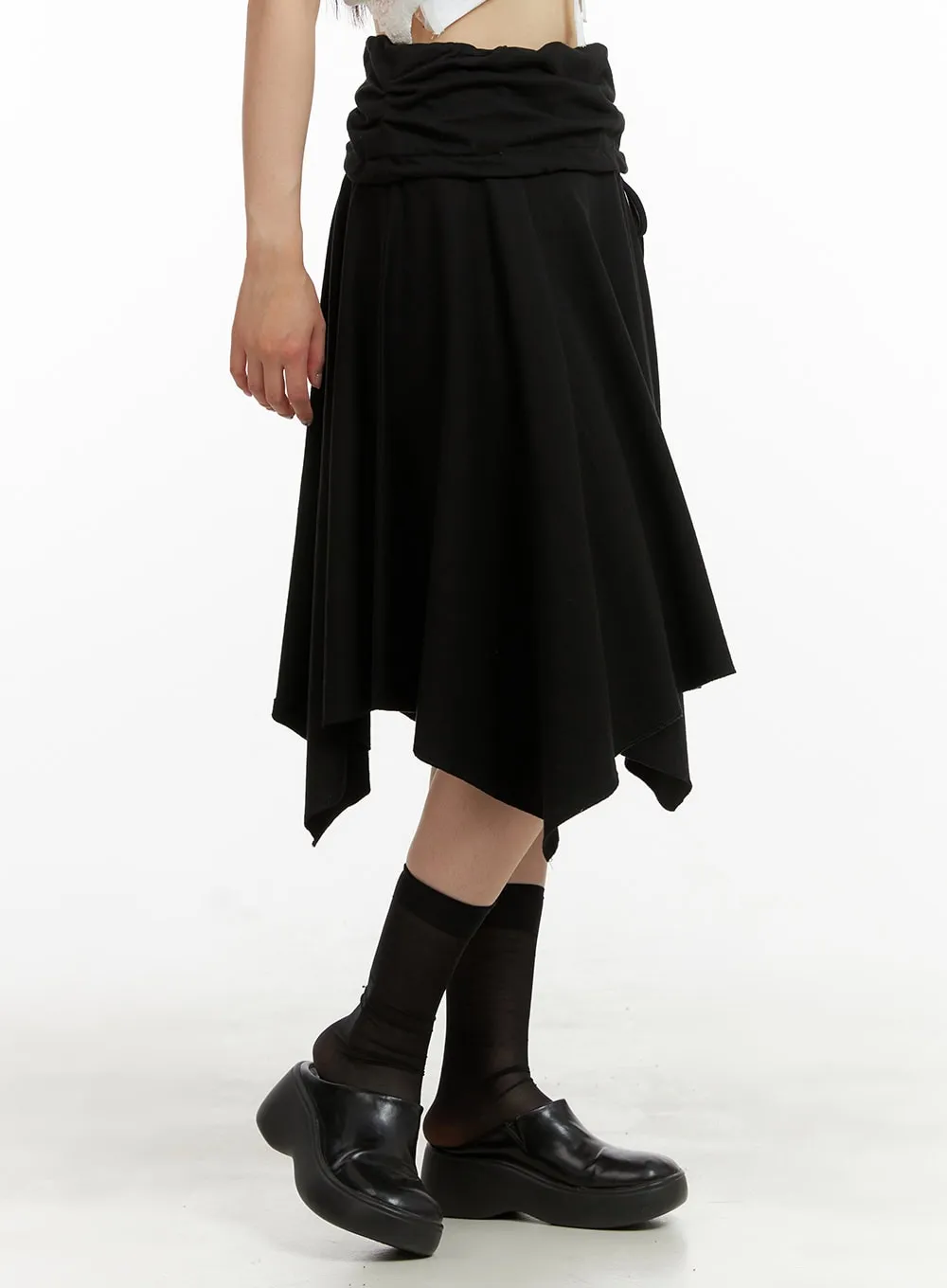 Cotton Ribbon Flare Midi Skirt CU425