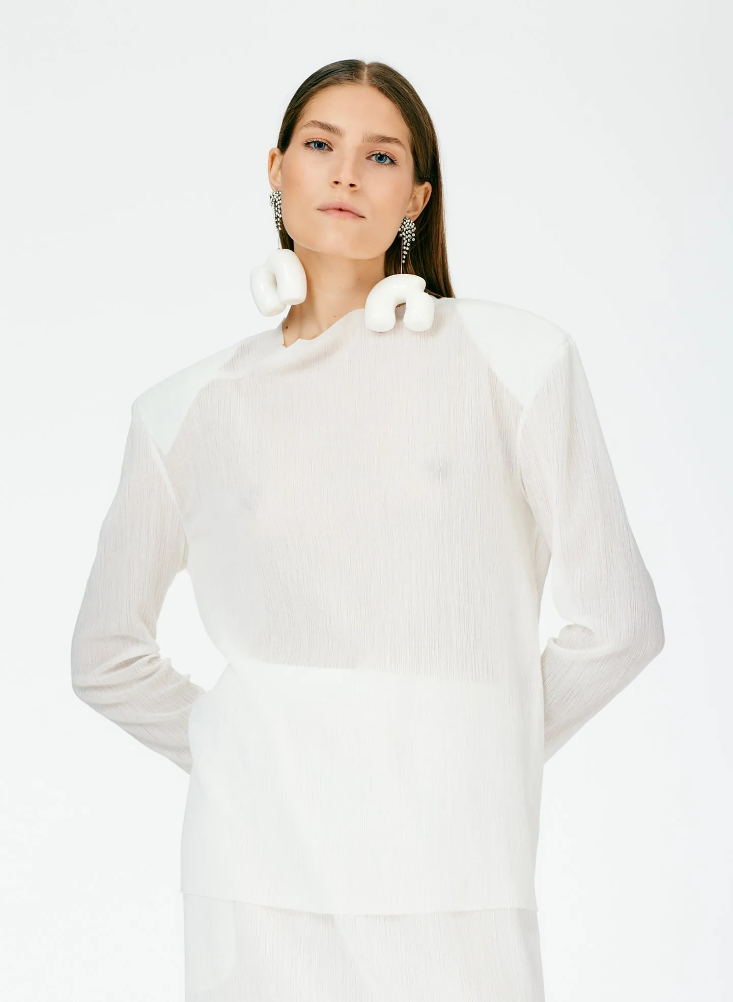 Crepe Gauze Crewneck Top