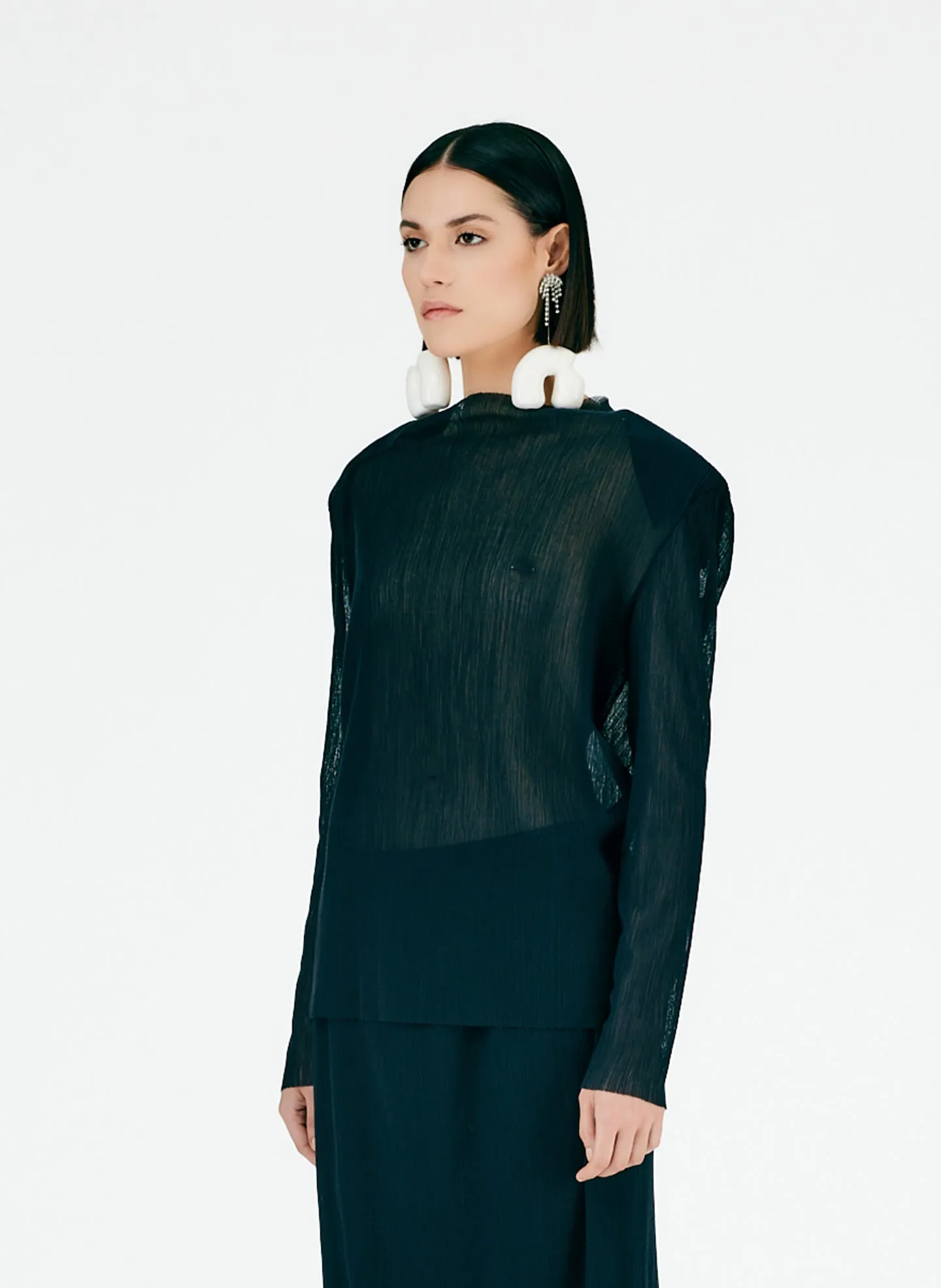 Crepe Gauze Crewneck Top