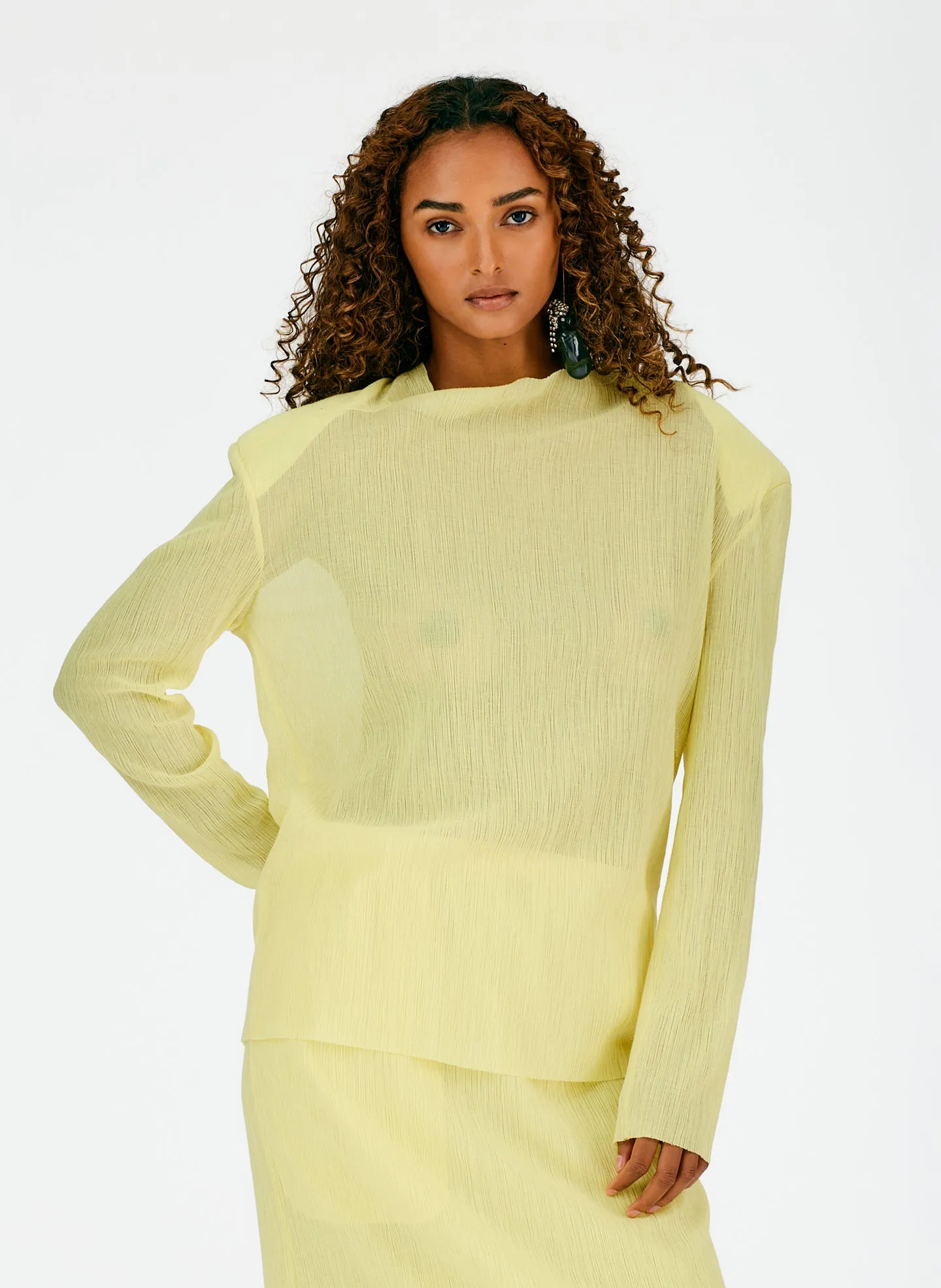 Crepe Gauze Crewneck Top