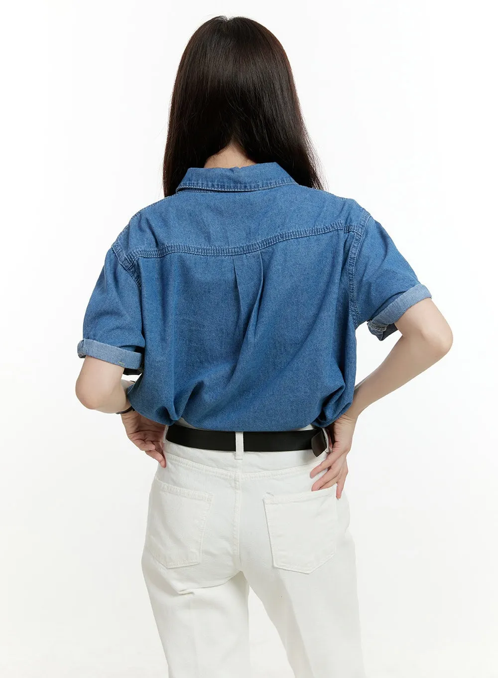 Denim Buttoned Collar Shirt OL423