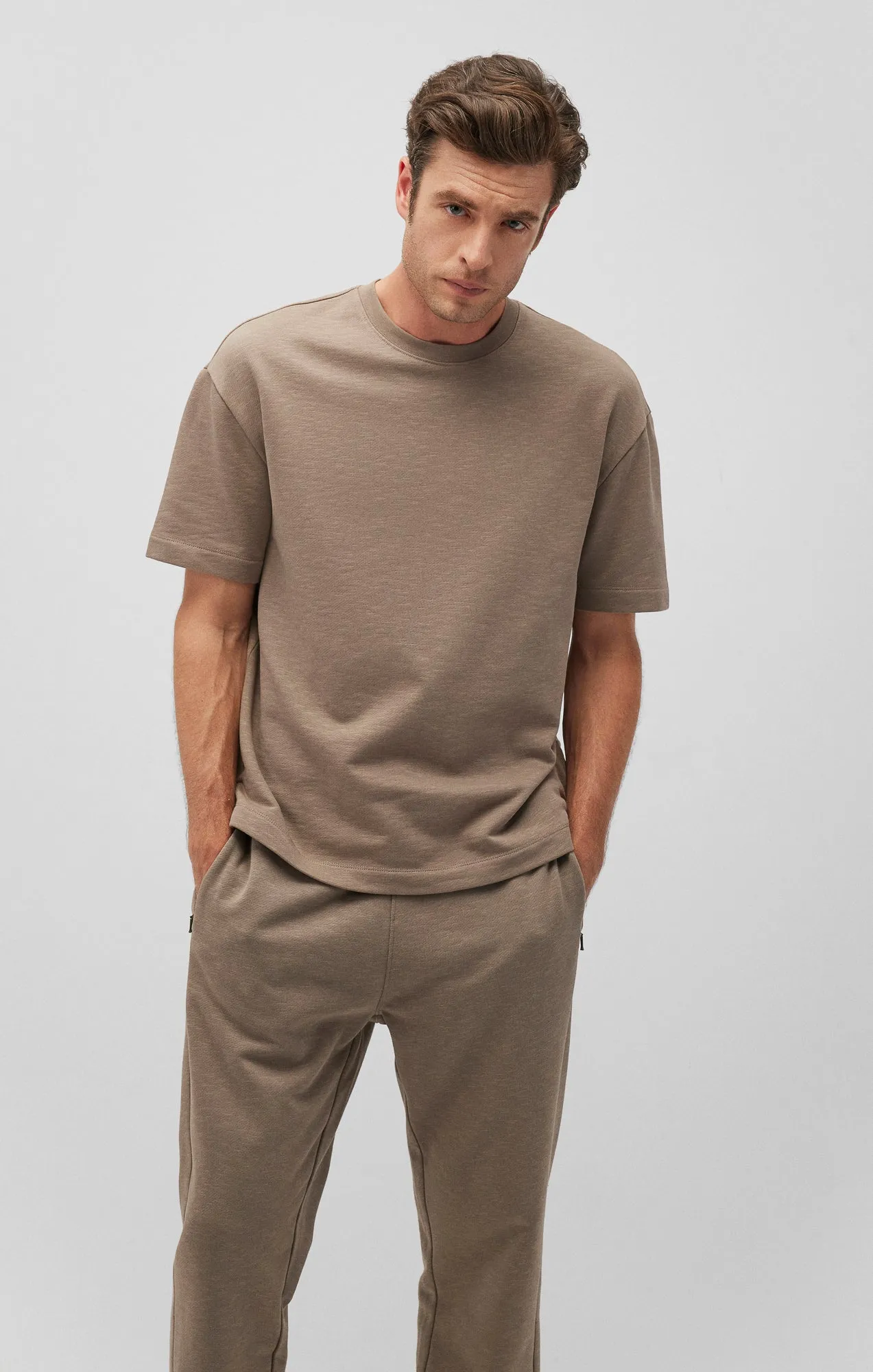 DROP SHOULDER T-SHIRT IN BRINDLE