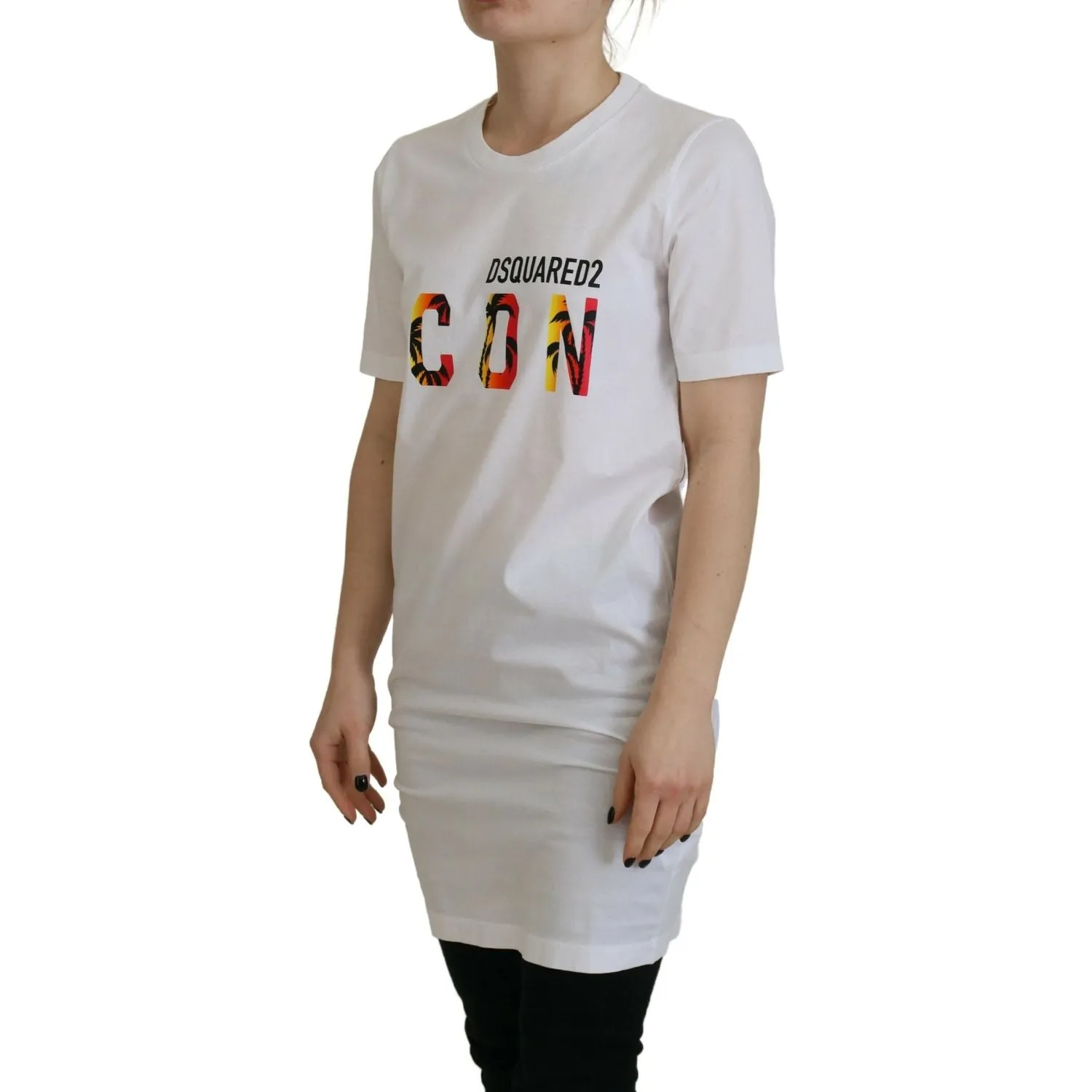 Dsquared² White Cotton Icon Logo Print Crewneck T-shirt