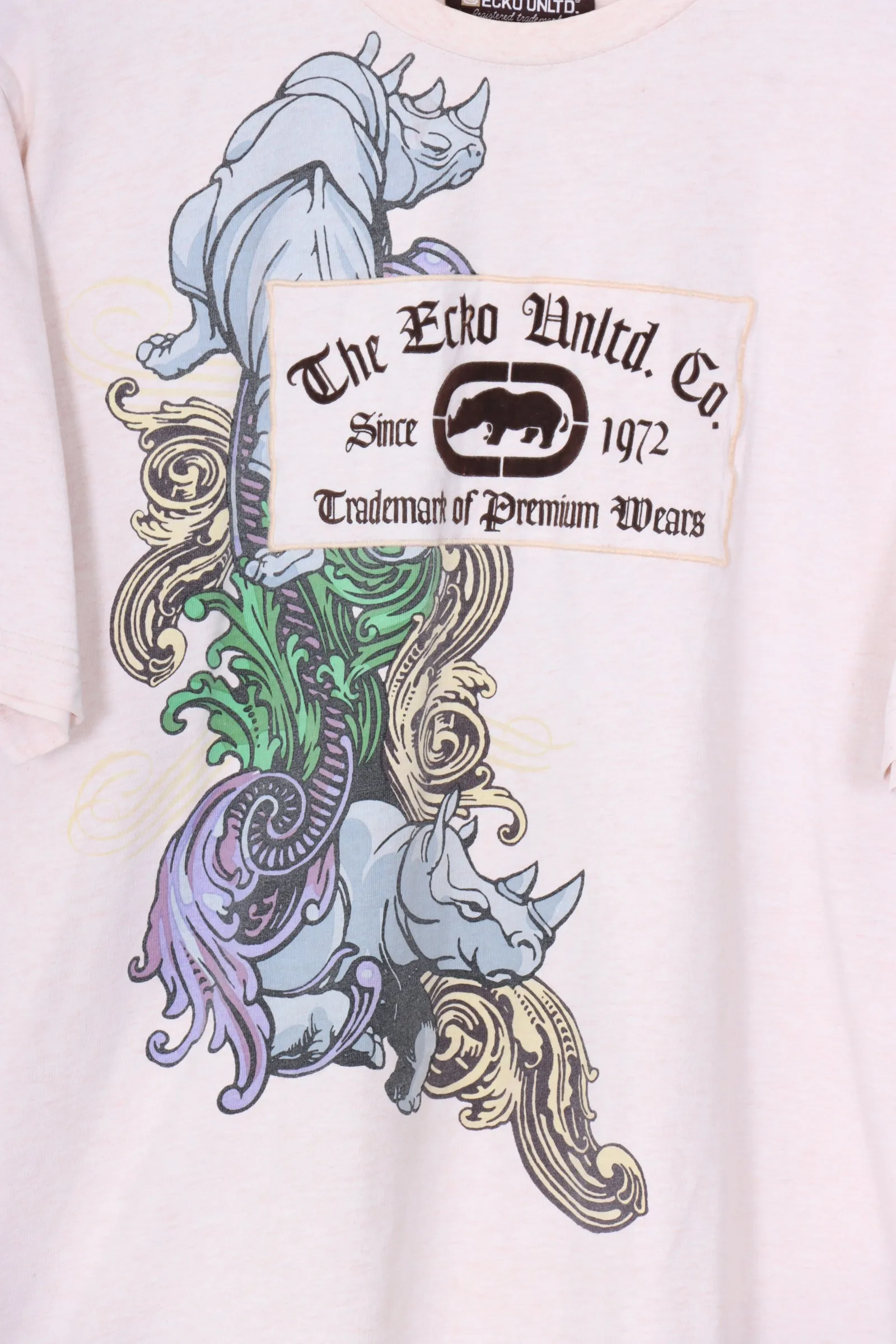 ECKO Unltd Colourful Rhino Art & Felt Detail Graphic Tee (XL)