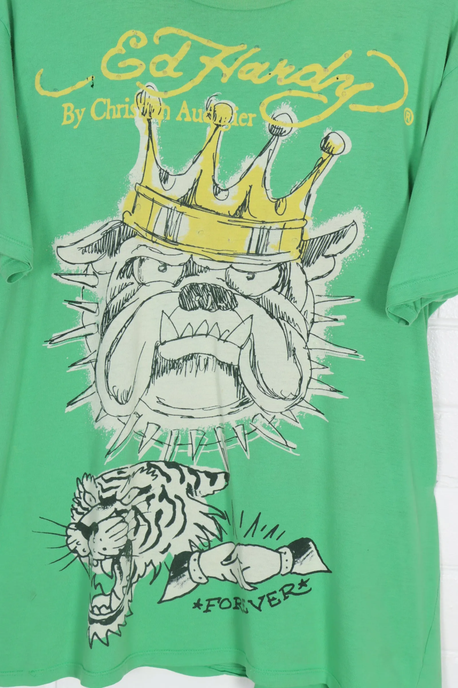 ED HARDY Bulldog with Crown Green Tee (XL)