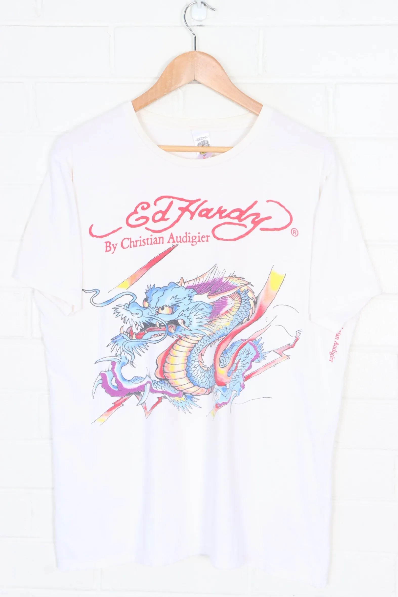 ED HARDY Christian Audigier Dragon T-Shirt USA Made (L)