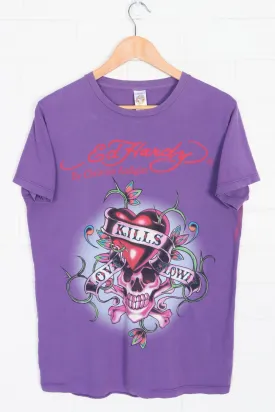 ED HARDY Christian Audigier Purple T-Shirt USA Made (M)