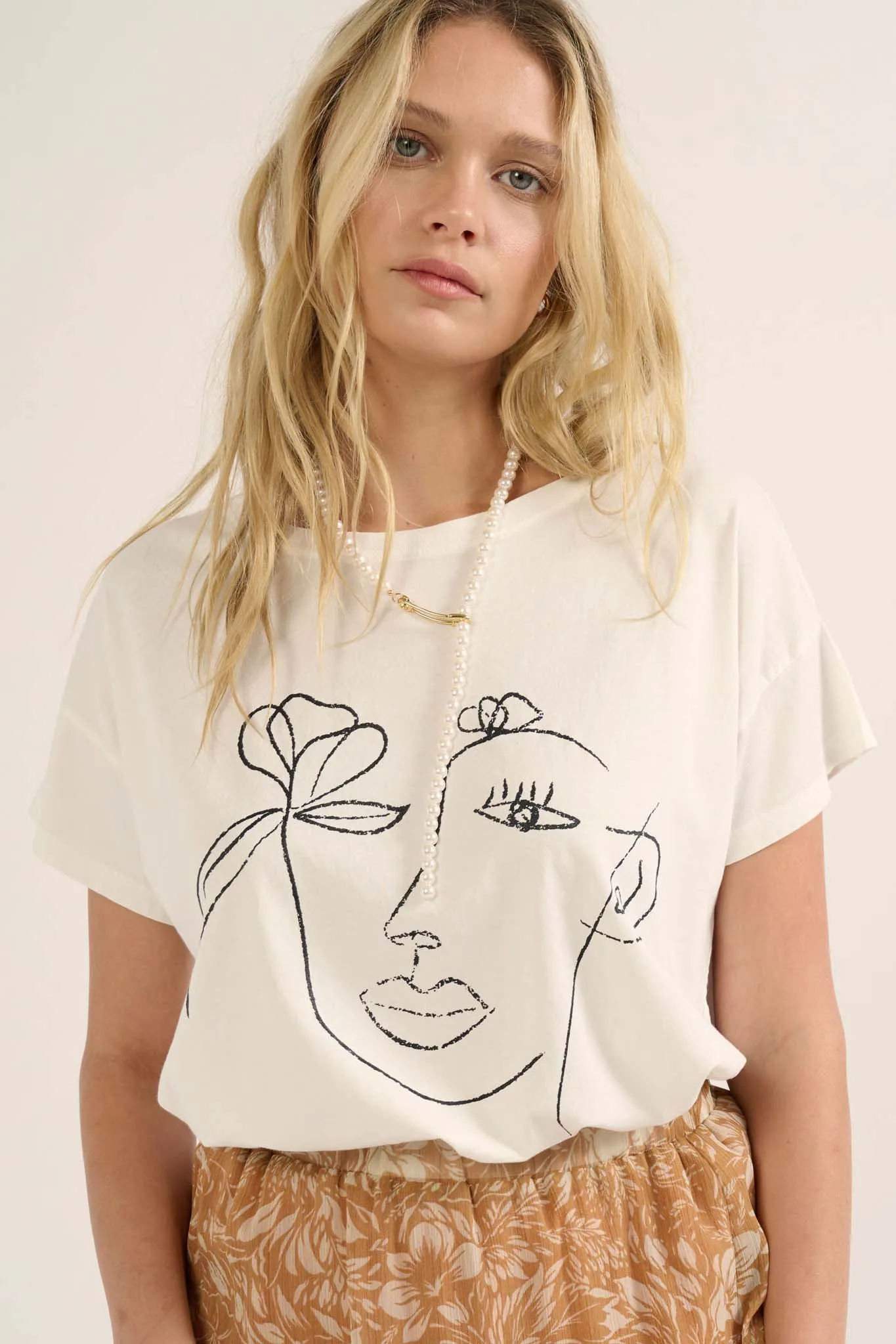 Flower Face Abstract Art Graphic Tee