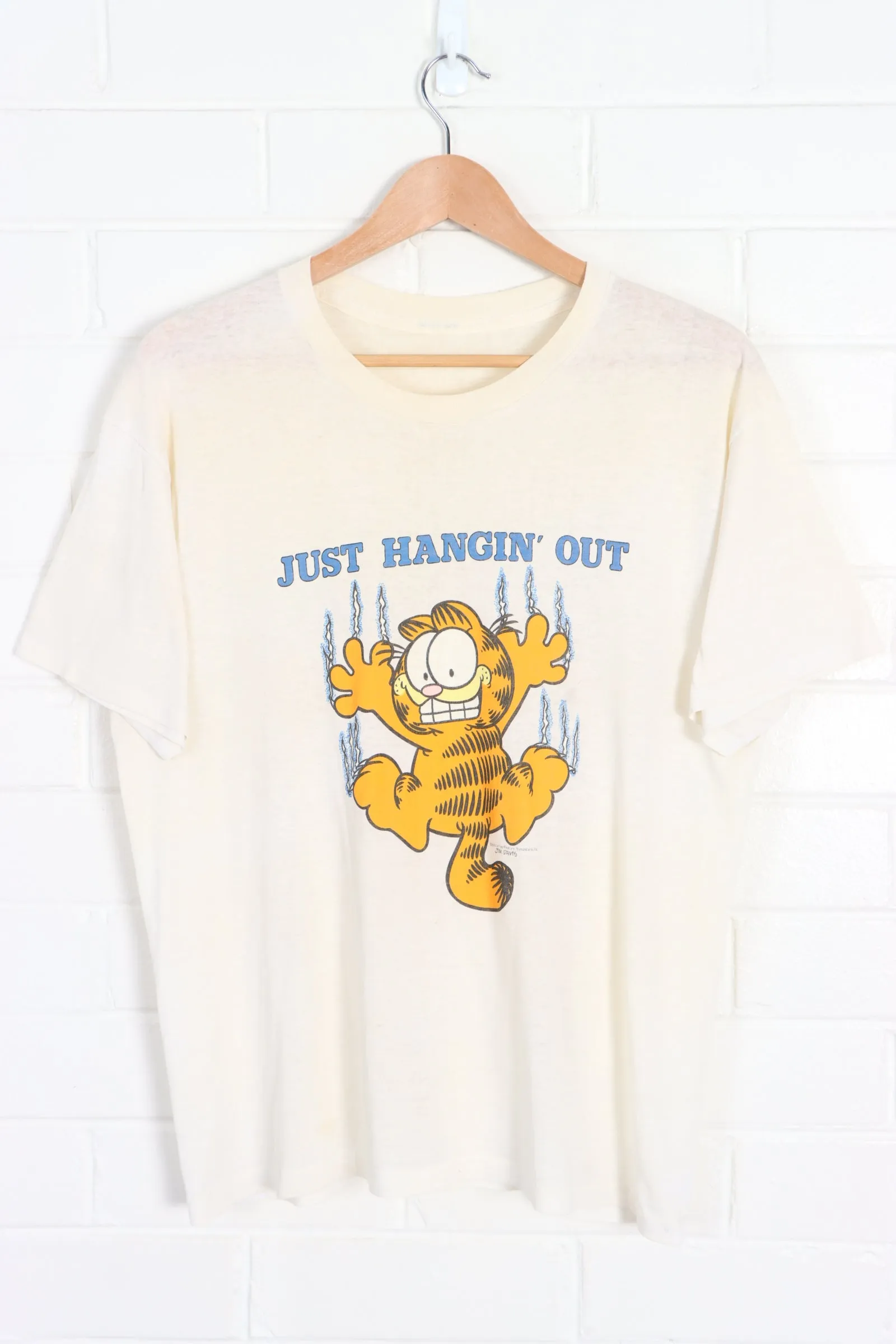 Garfield "Just Hangin' Out" 1978 Paper Thin Single Stitch T-Shirt (M)