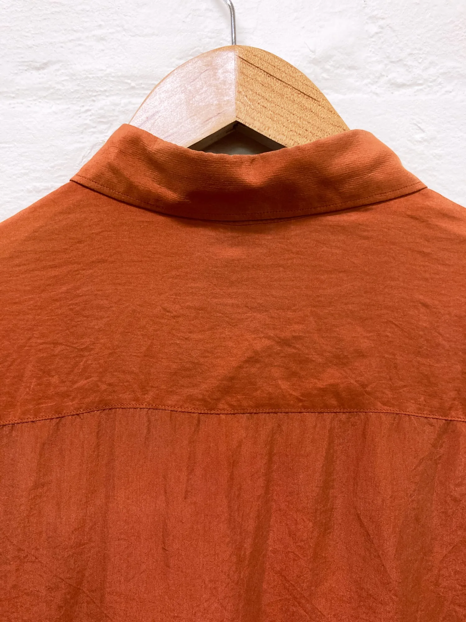 Giuliano Fujiwara burnt orange creased silk shirt - size 48