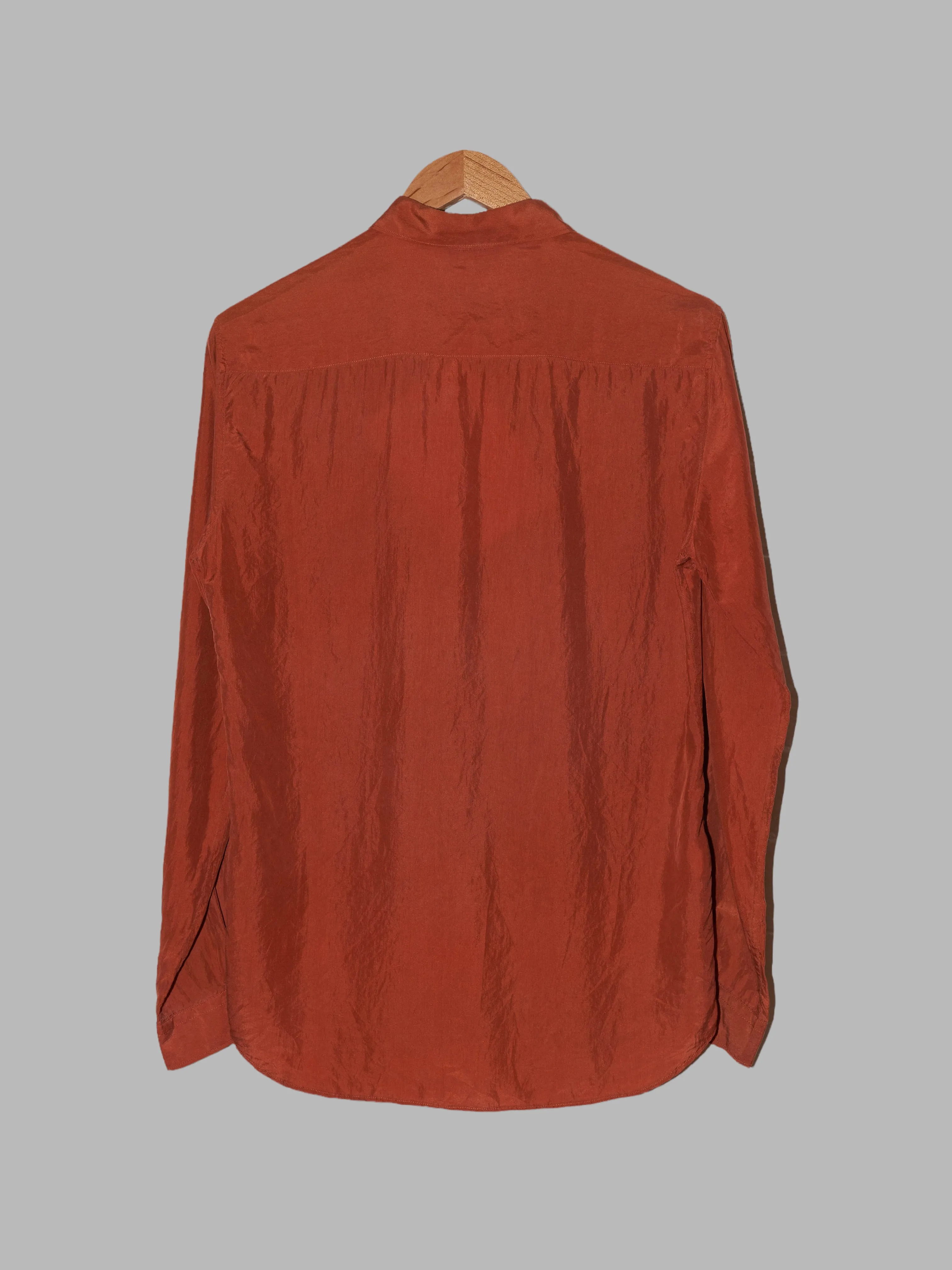 Giuliano Fujiwara burnt orange creased silk shirt - size 48