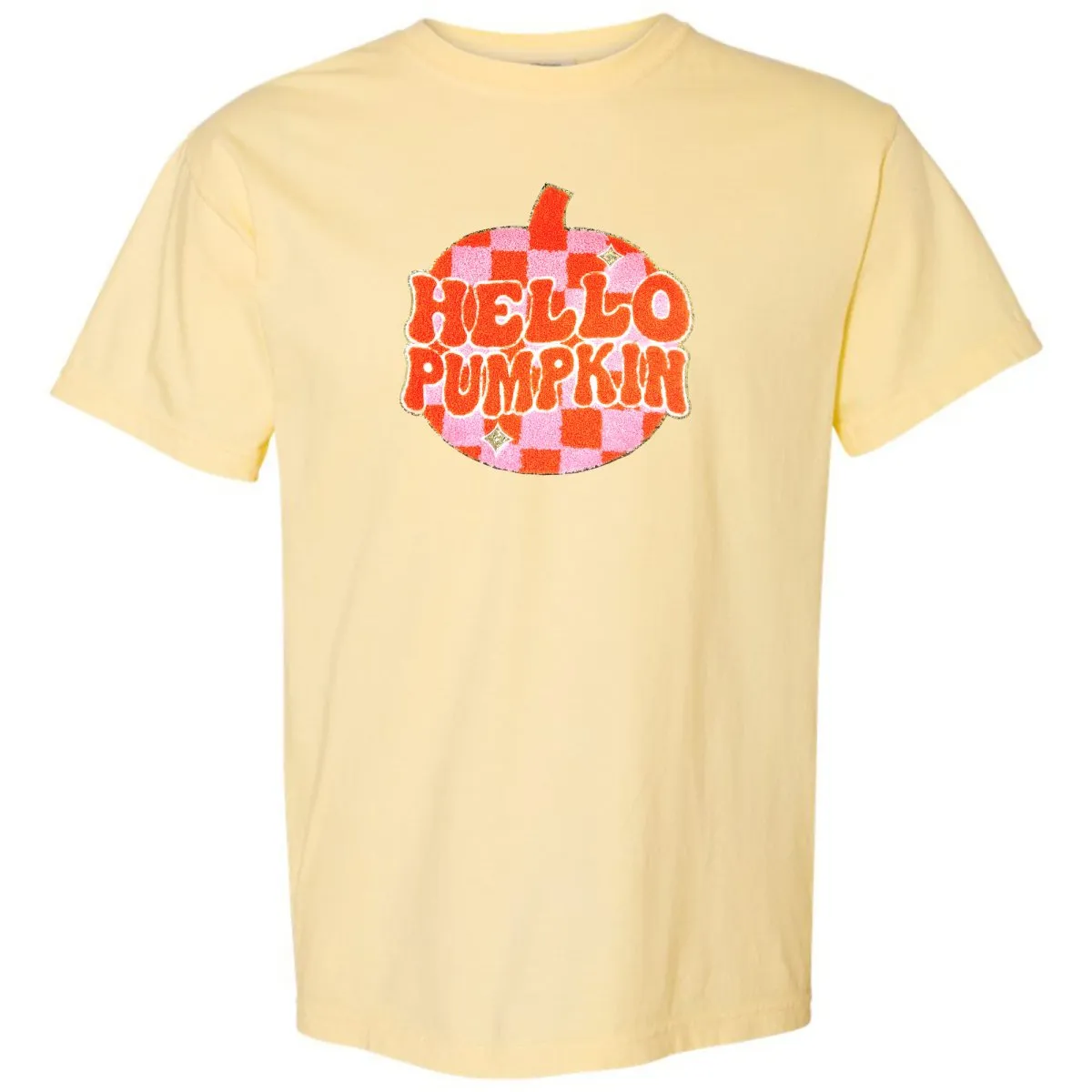 'Hello Pumpkin' Letter Patch T-Shirt