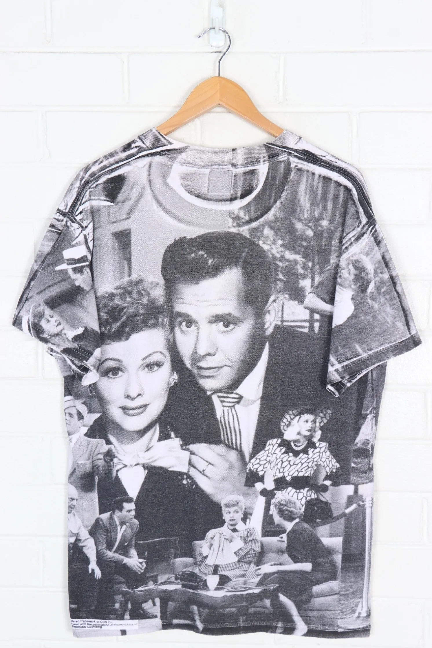 I Love Lucy Black & White Promo TV All Over T-Shirt (L)