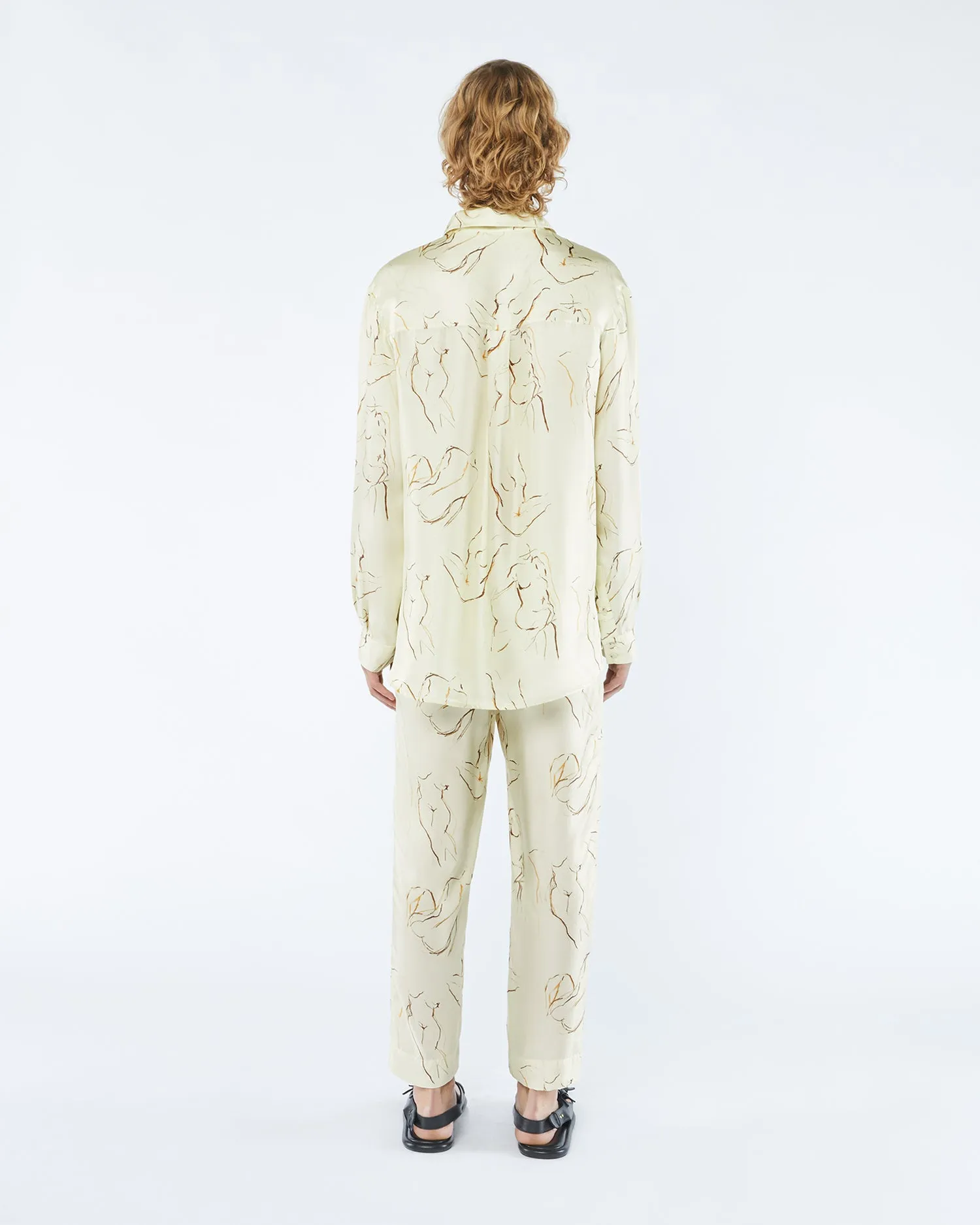 Jari - Sale Twill Silk Shirt - Line Drawing Small Scale