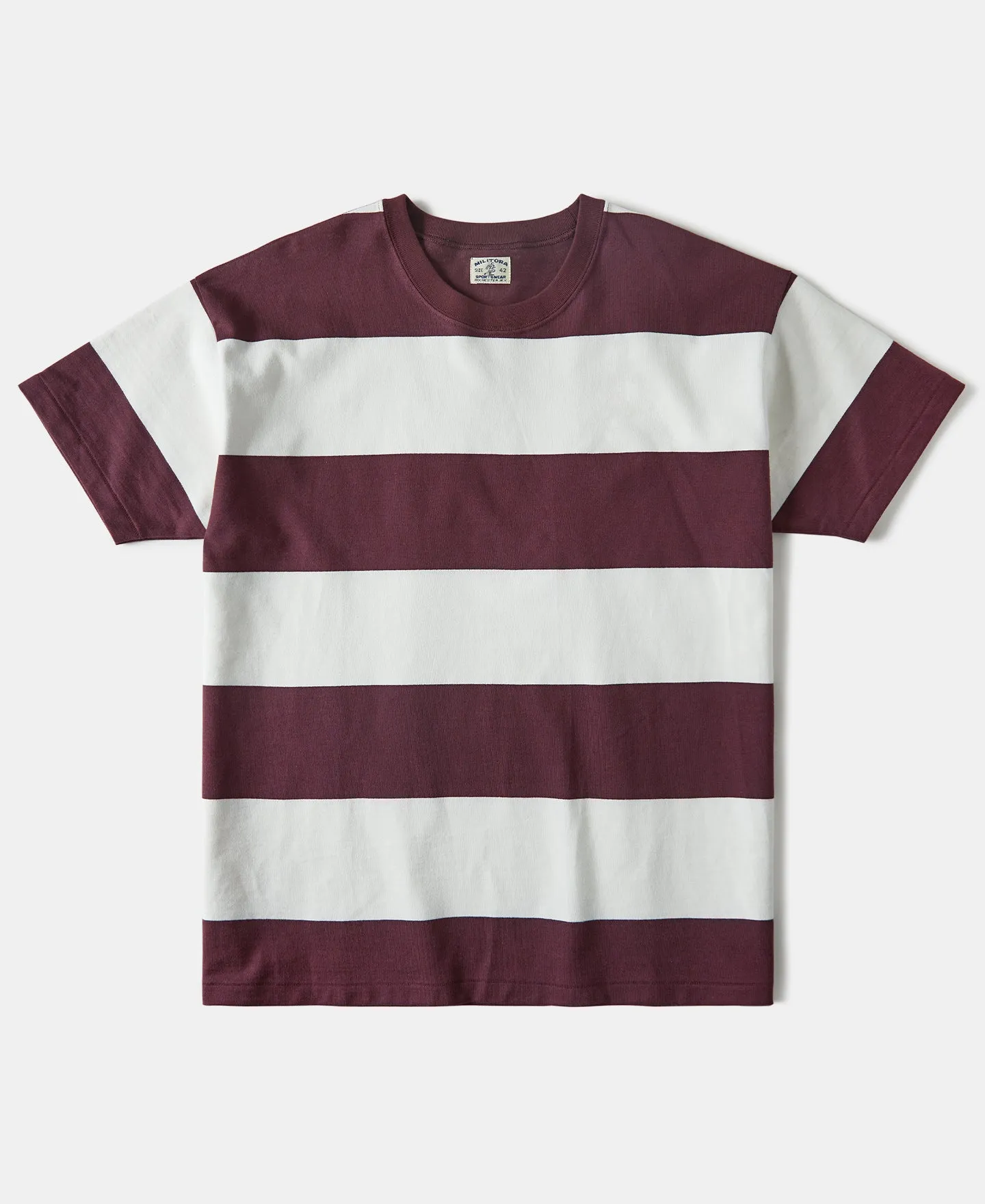 Lot 104 Heavyweight Wide Border T-Shirt - Burgundy/White