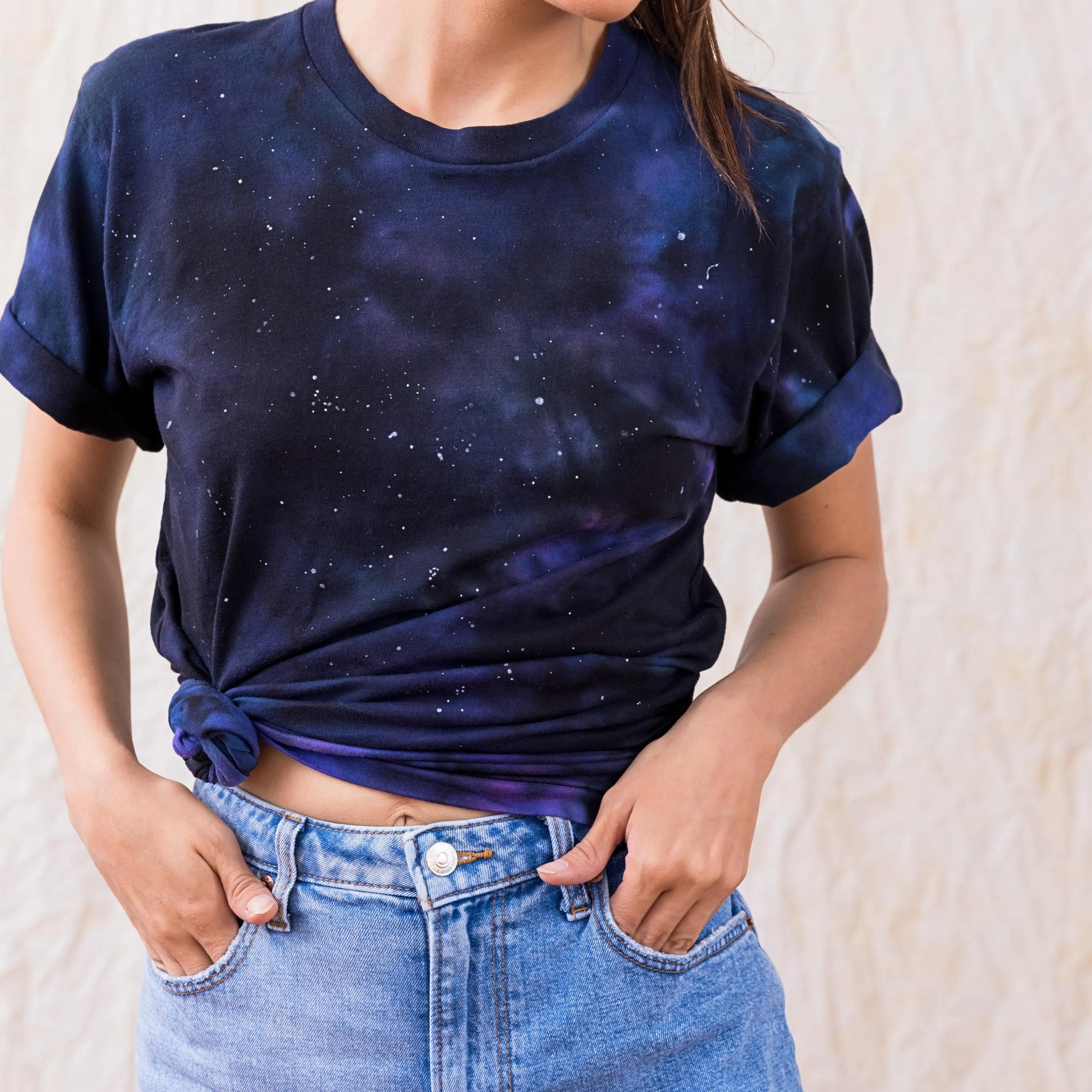 Nebula Blues and Cosmic Purples - Hand-Dyed Intergalactic Tie-Dye Short Sleeve Cotton T-Shirt