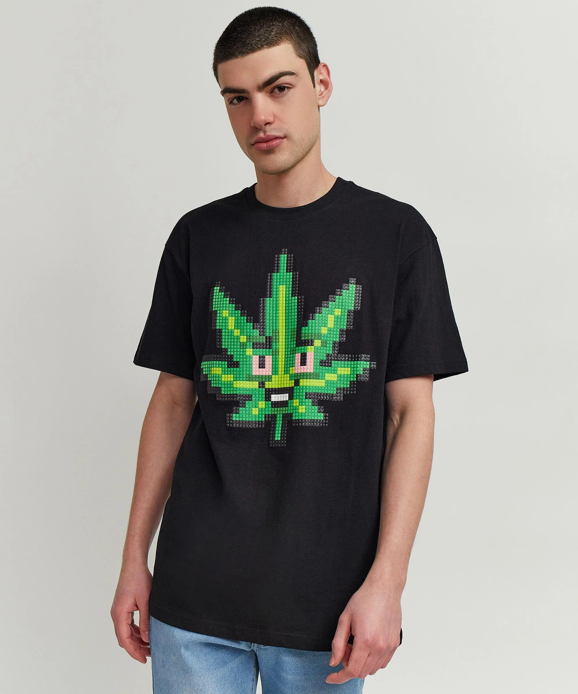 Pixel Leaf Short Sleeve Tee - Black